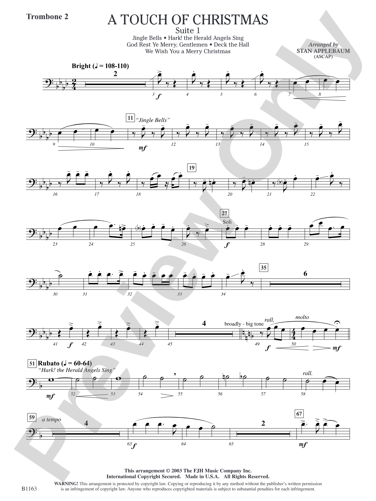 A Touch of Christmas: Suite 1: Trombone 2