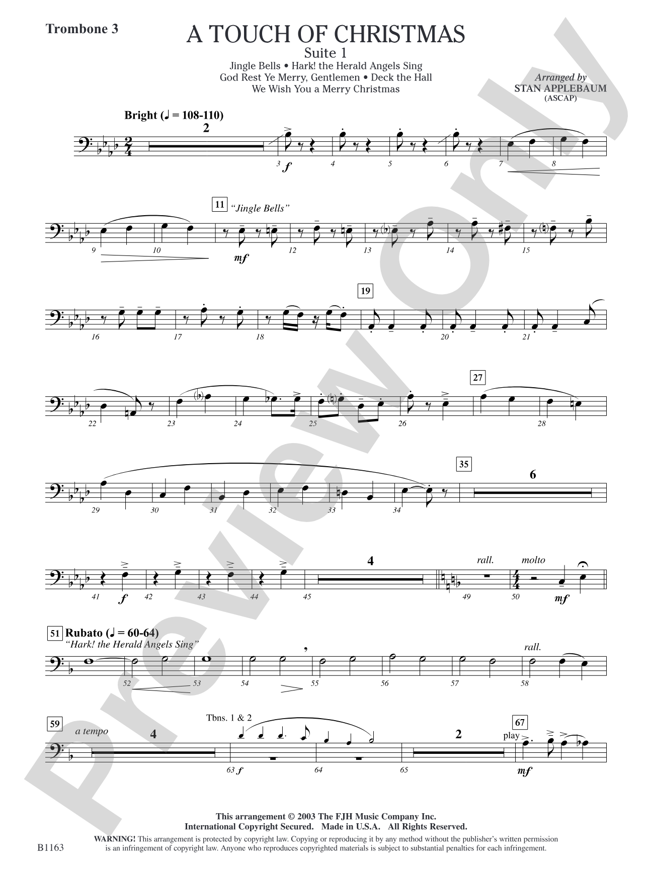 A Touch of Christmas: Suite 1: Trombone 3
