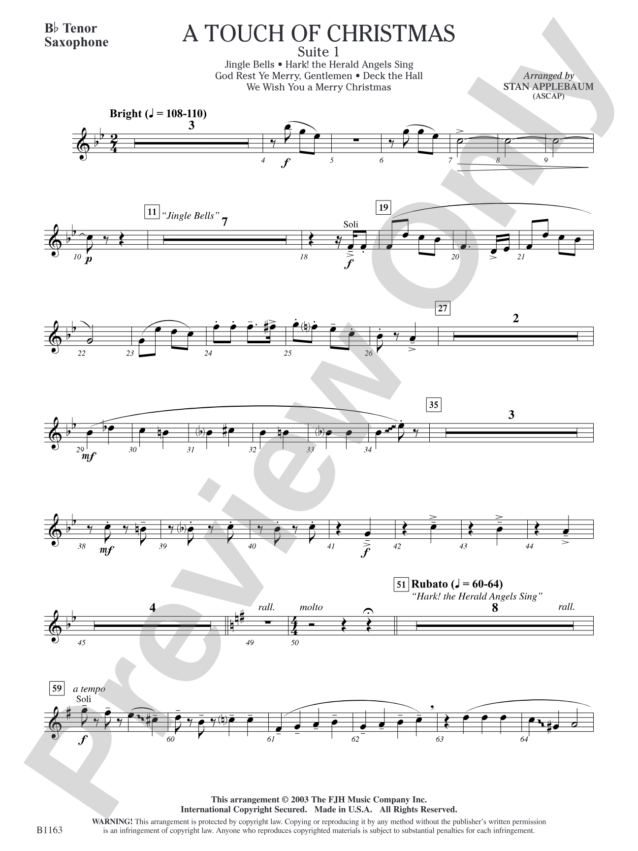 A Touch of Christmas: Suite 1: B-flat Tenor Saxophone