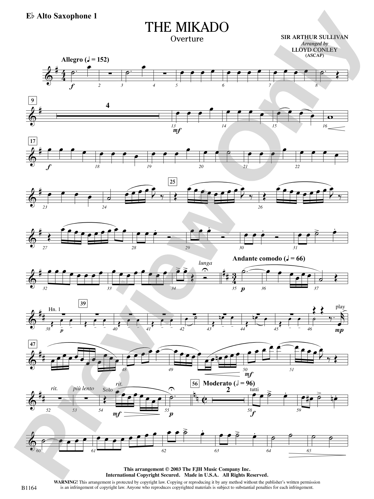 The Mikado (Overture): E-flat Alto Saxophone 1