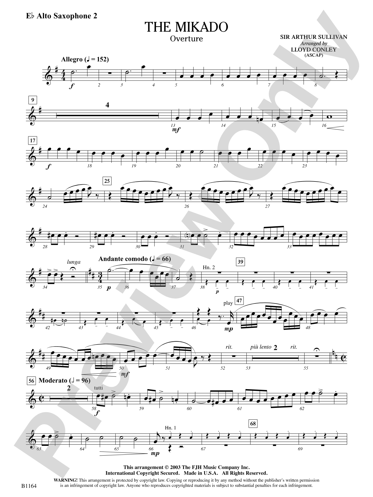 The Mikado (Overture): E-flat Alto Saxophone 2