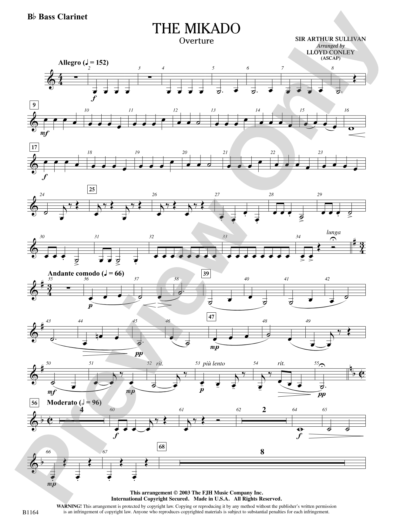 The Mikado (Overture): B-flat Bass Clarinet
