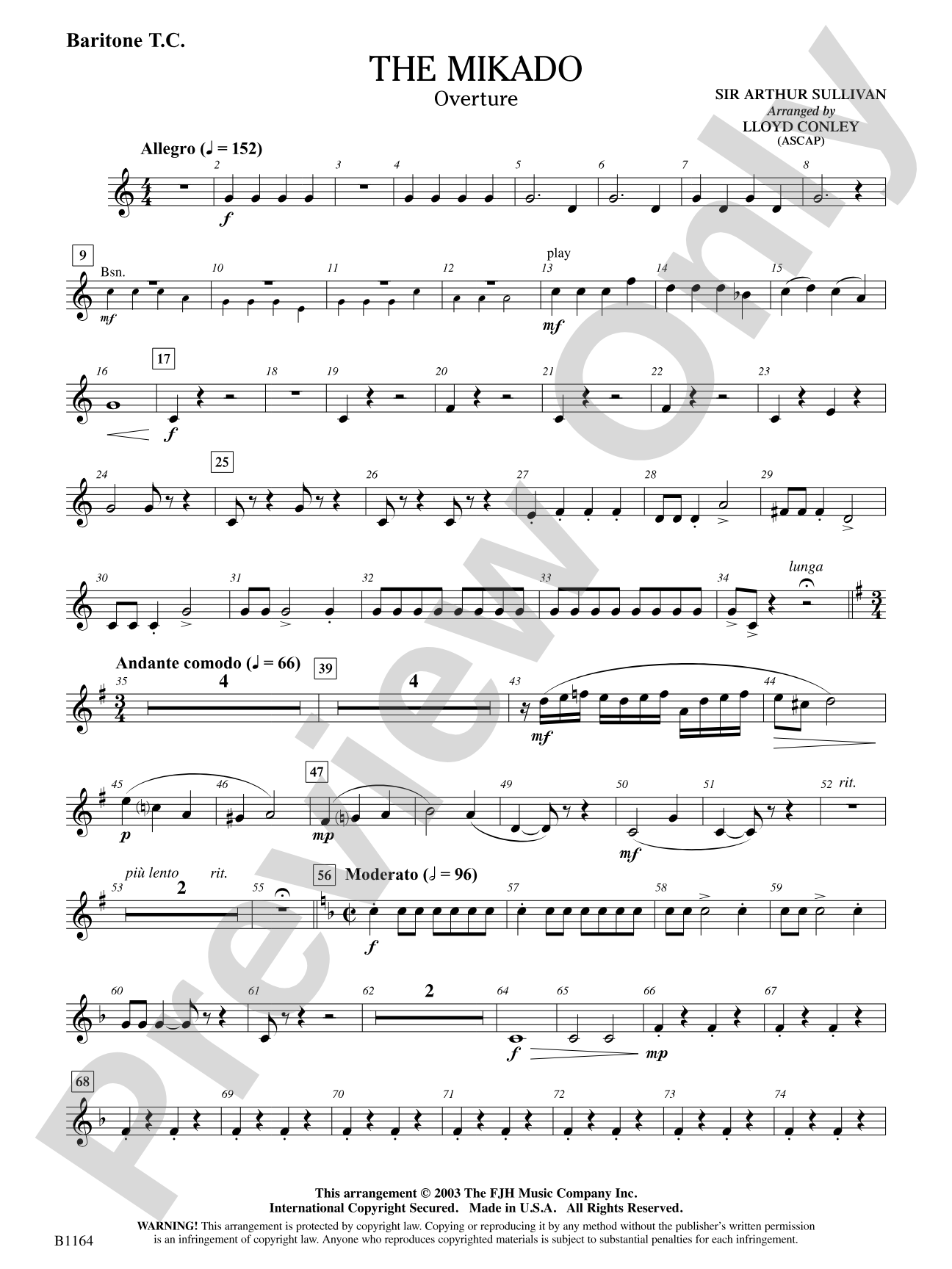 The Mikado (Overture): Baritone T.C.
