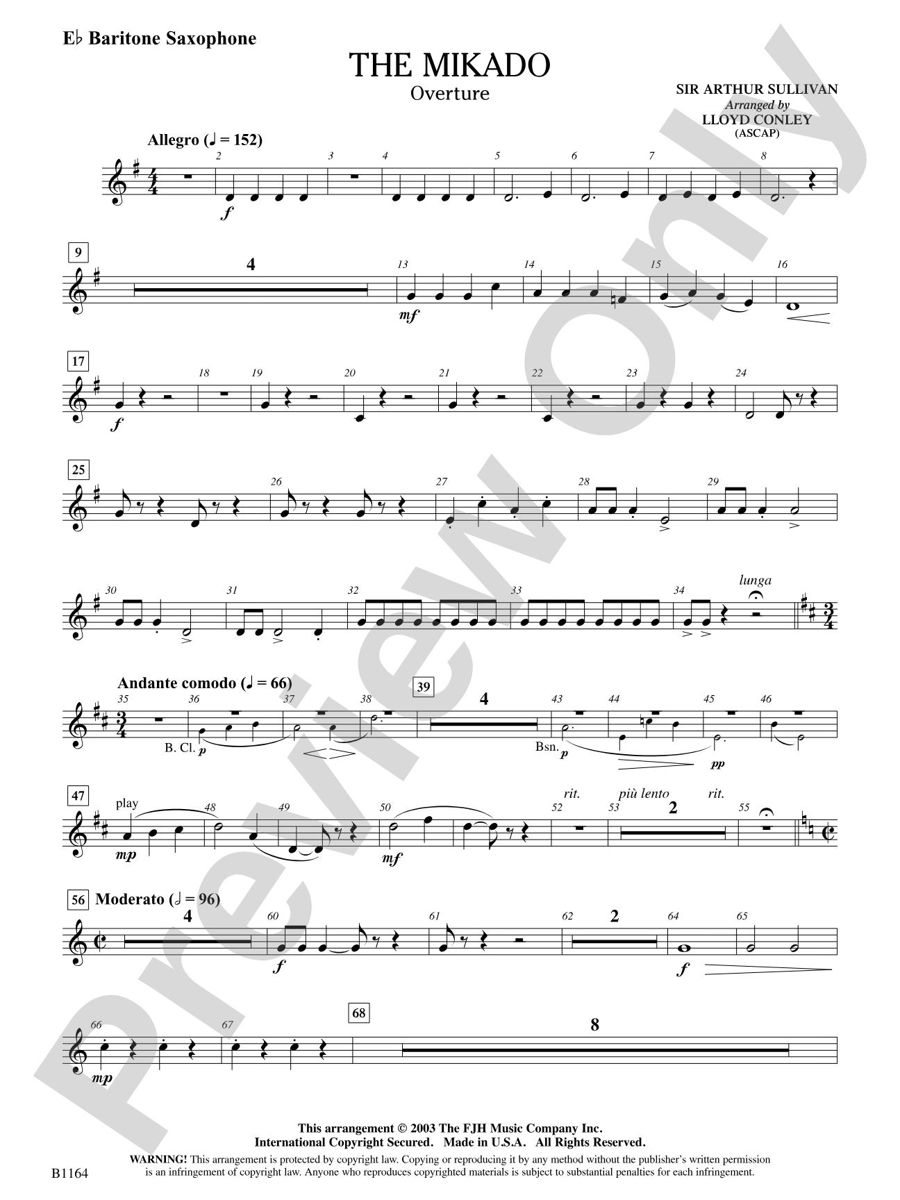 The Mikado (Overture): E-flat Baritone Saxophone