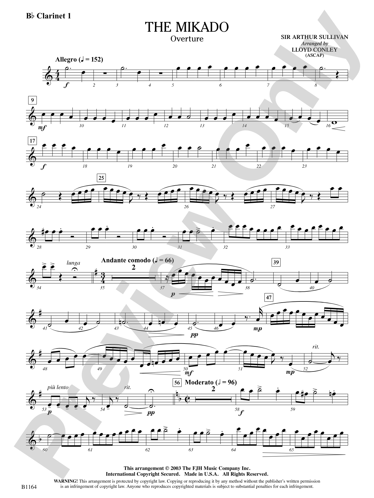 The Mikado (Overture): B-flat Clarinet 1