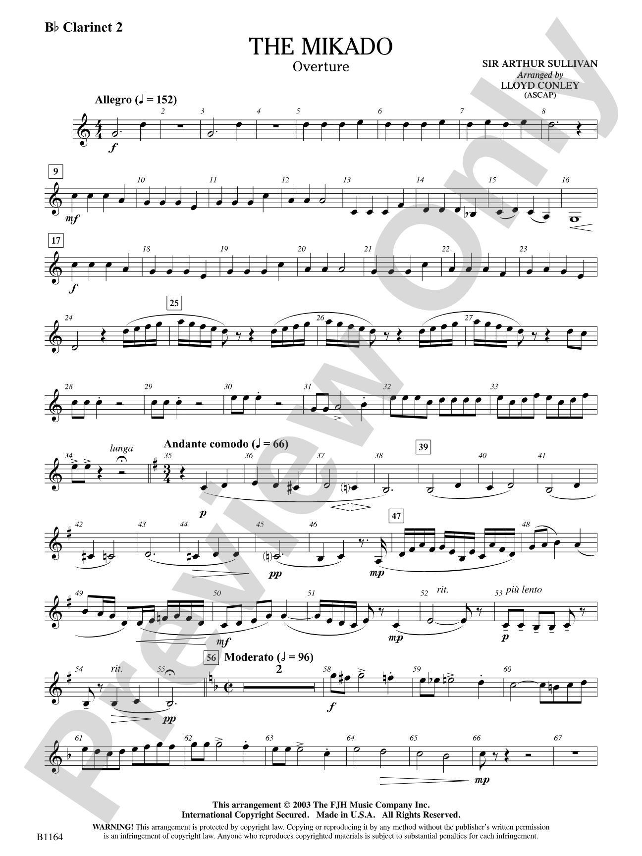 The Mikado (Overture): B-flat Clarinet 2