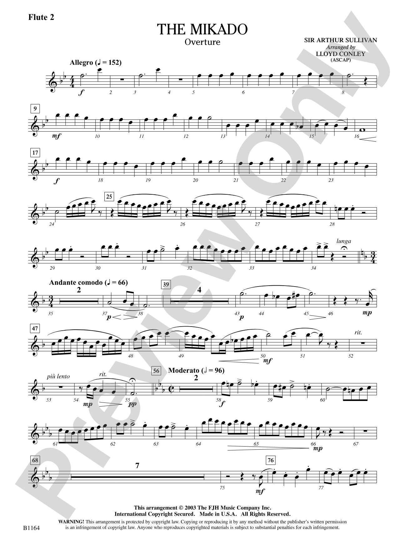 The Mikado (Overture): Flute 2