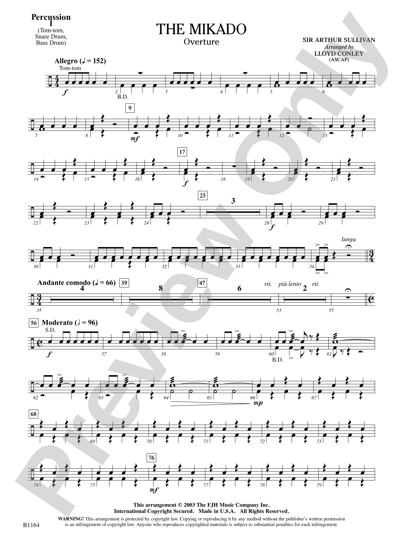 The Mikado (Overture): Percussion 1