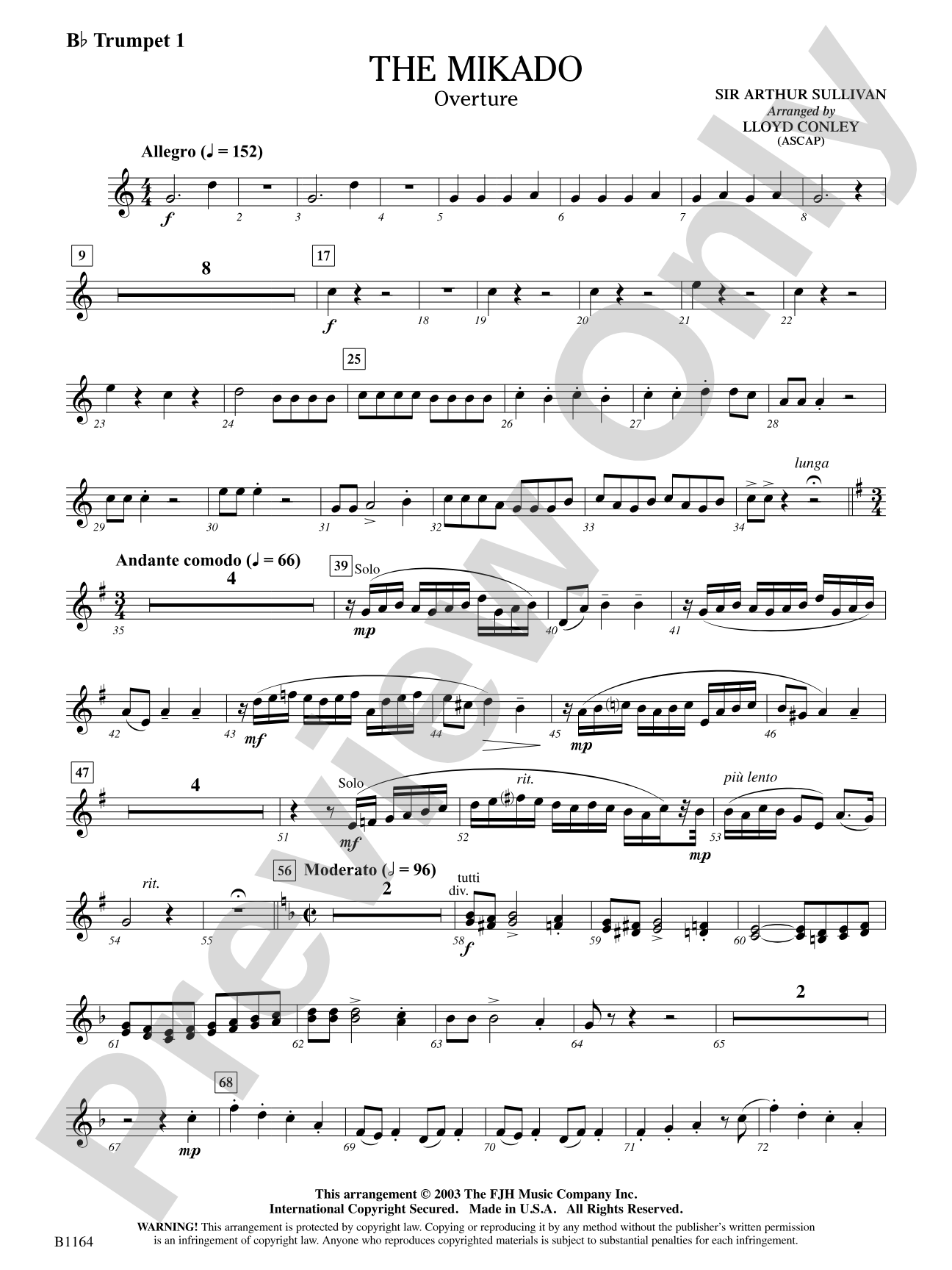 The Mikado (Overture): B-flat Trumpet 1