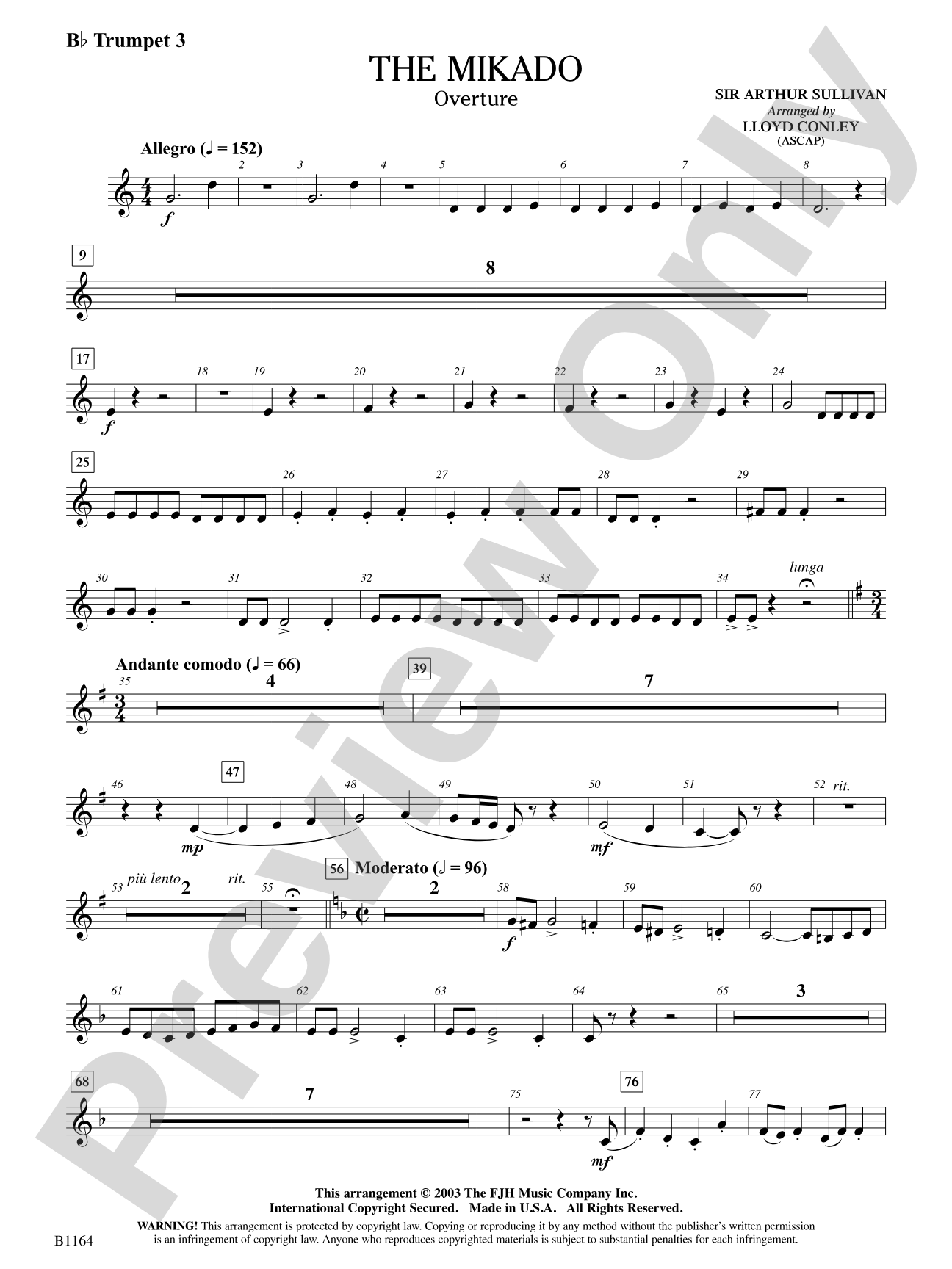 The Mikado (Overture): B-flat Trumpet 3