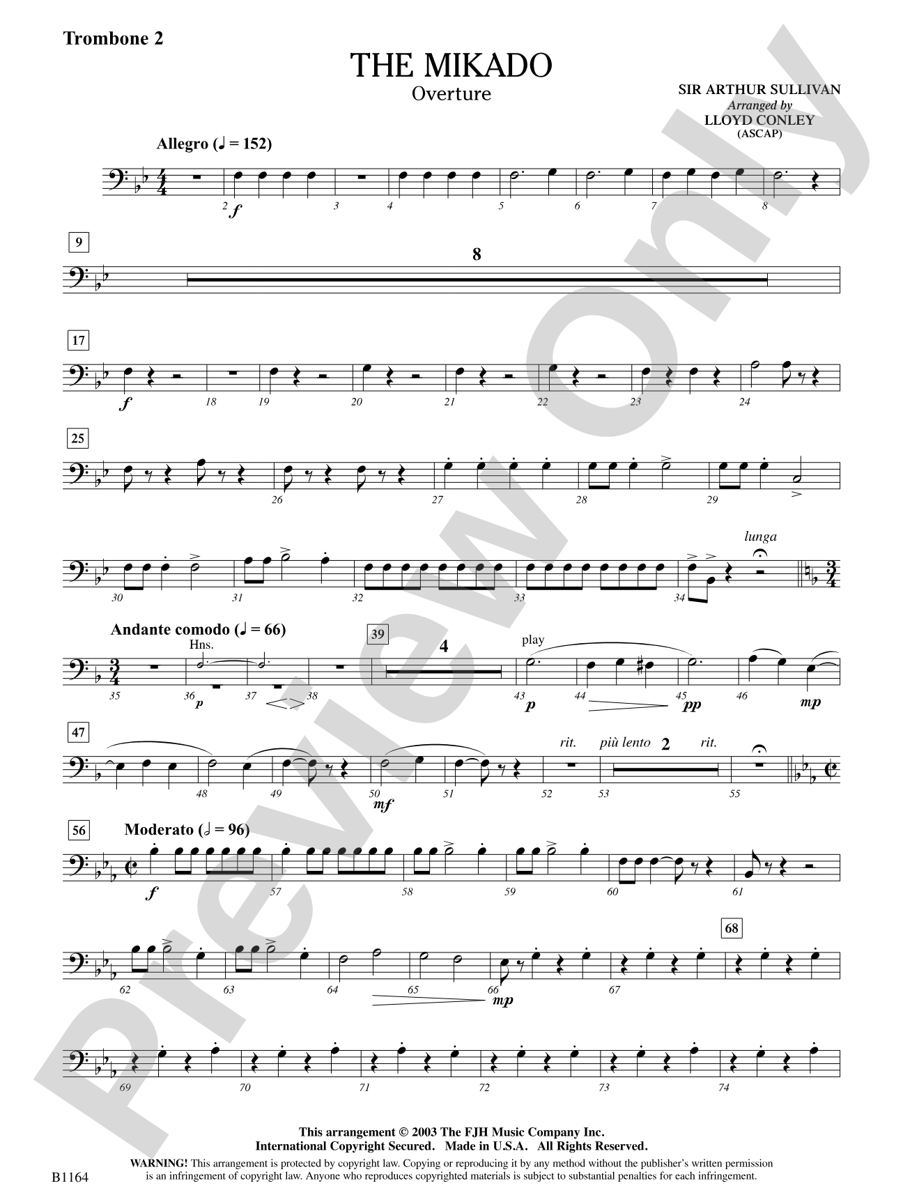 The Mikado (Overture): Trombone 2