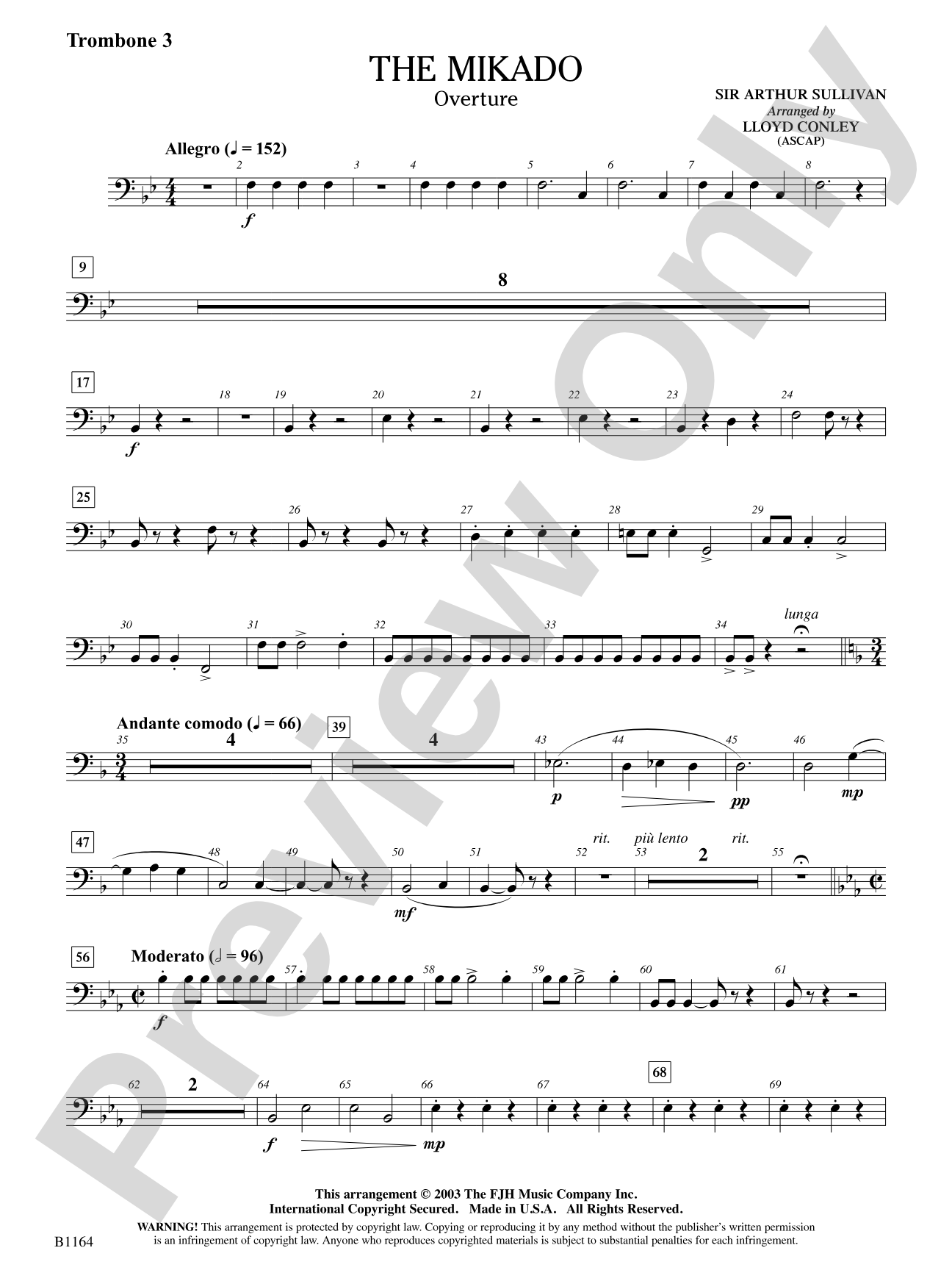 The Mikado (Overture): Trombone 3