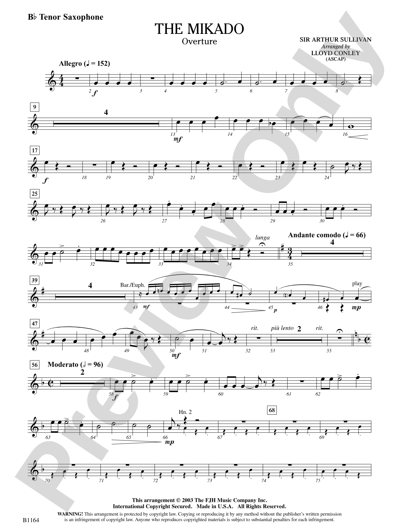 The Mikado (Overture): B-flat Tenor Saxophone