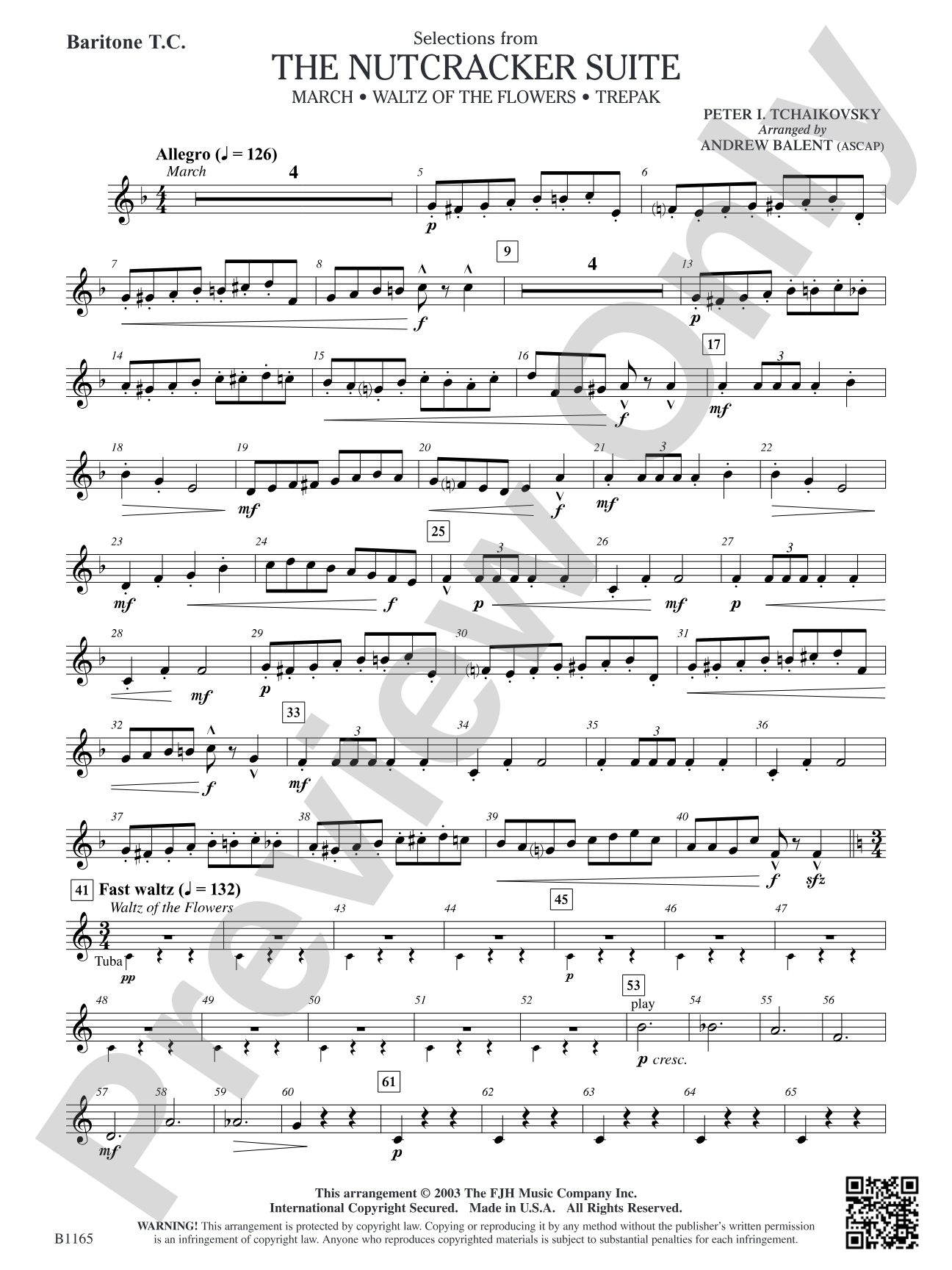 The Nutcracker Suite (Selections from): Baritone T.C.