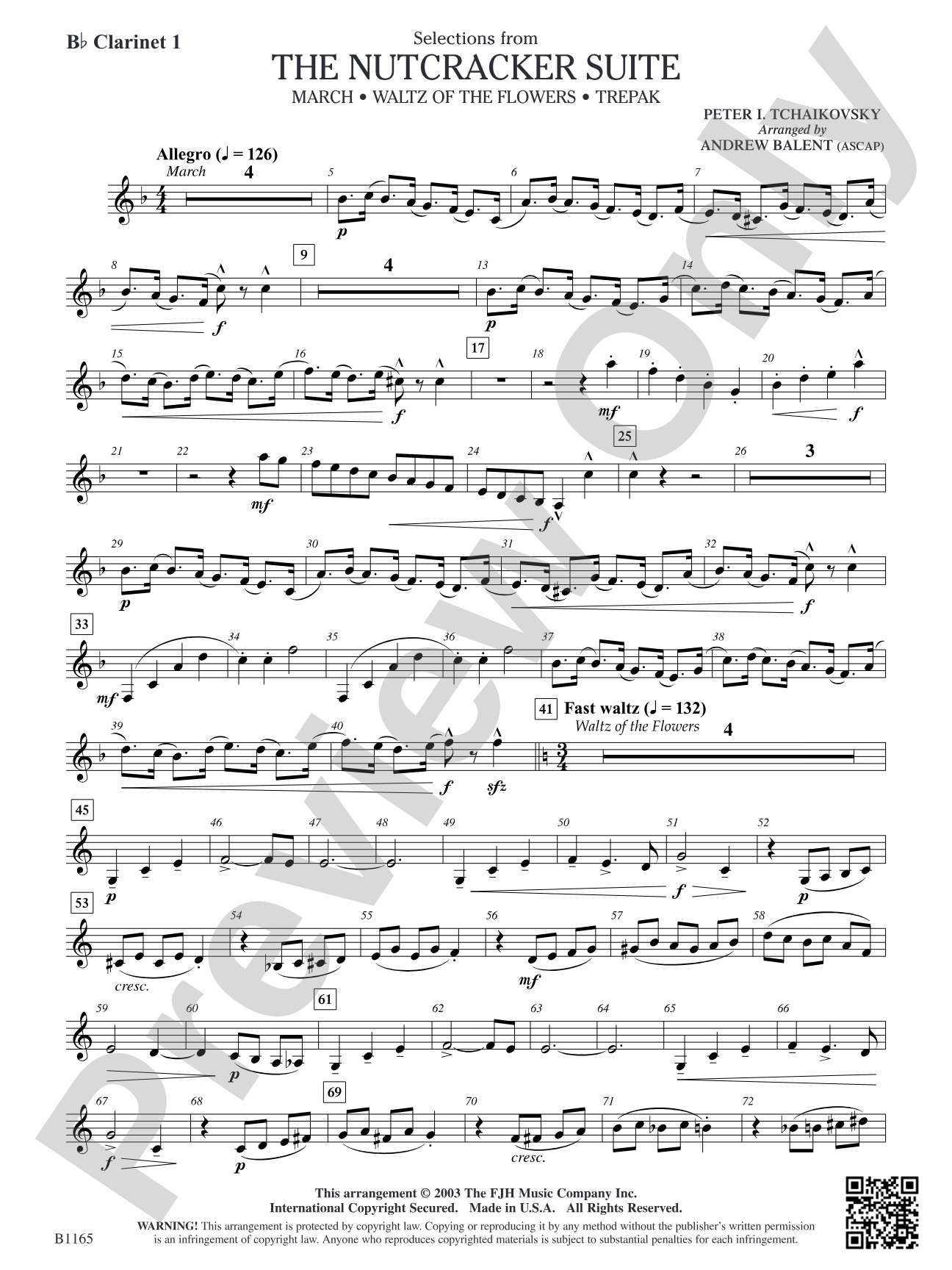 The Nutcracker Suite (Selections from): B-flat Clarinet 1