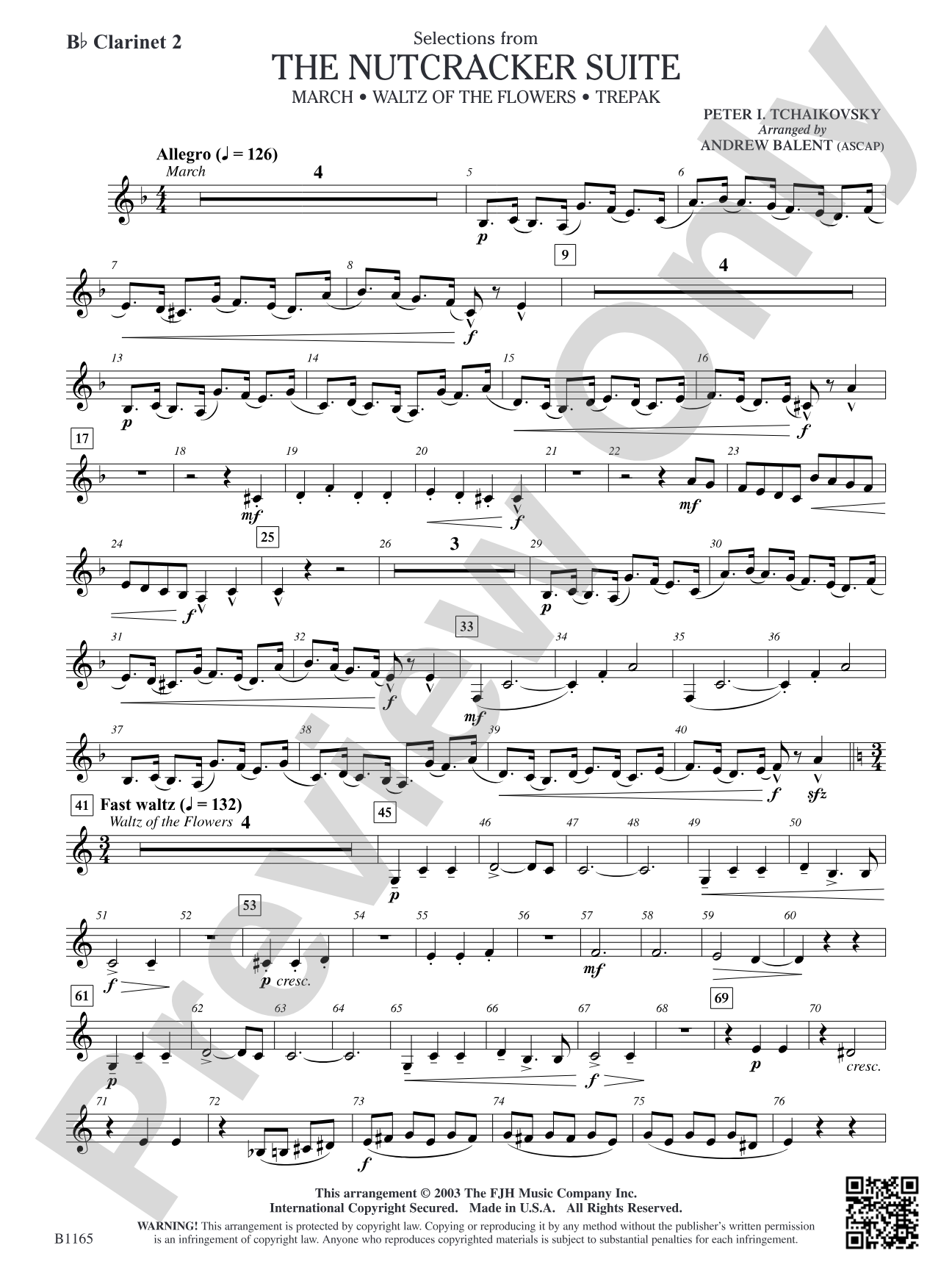 The Nutcracker Suite (Selections from): B-flat Clarinet 2