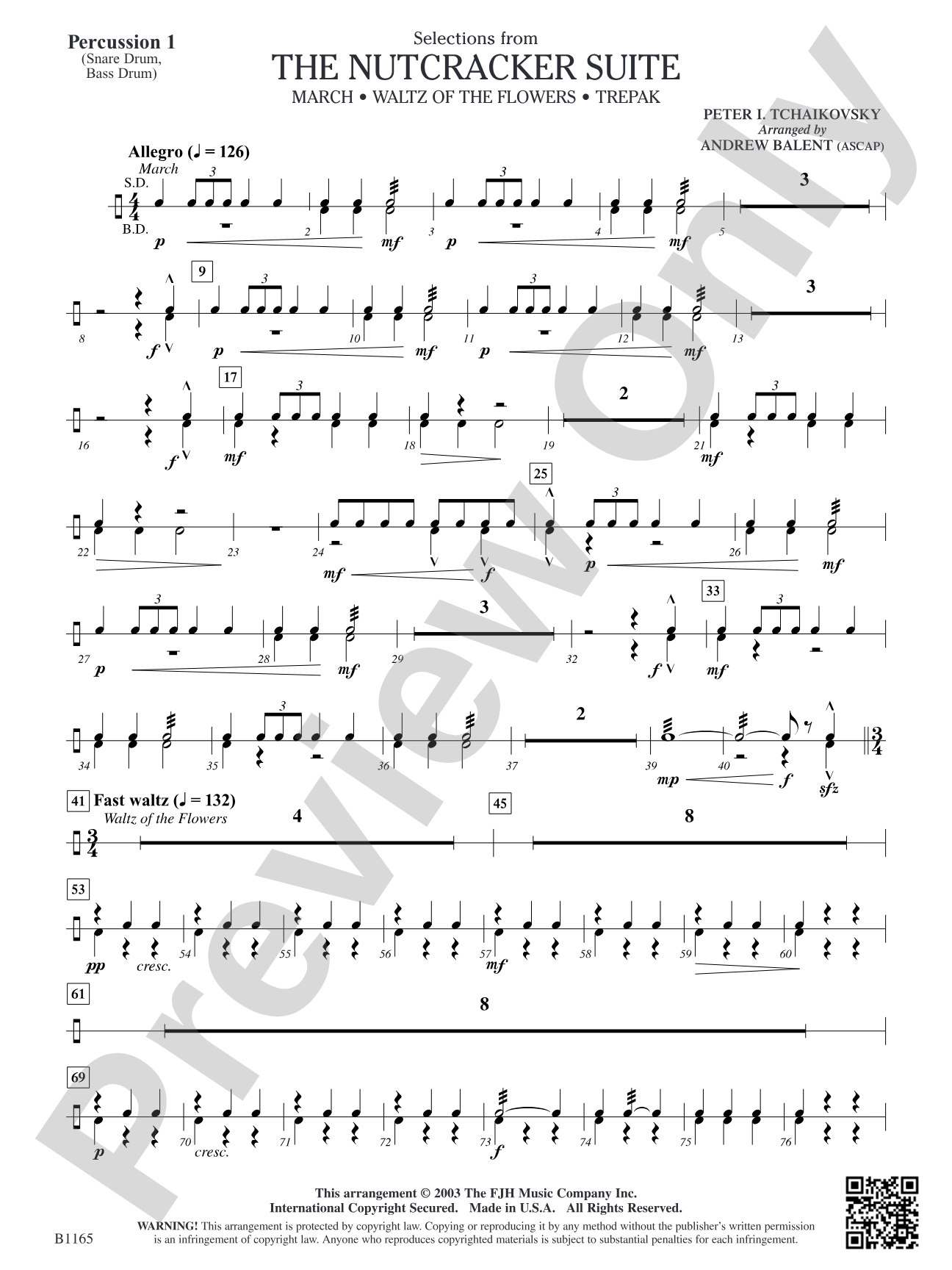 The Nutcracker Suite (Selections from): Percussion 1