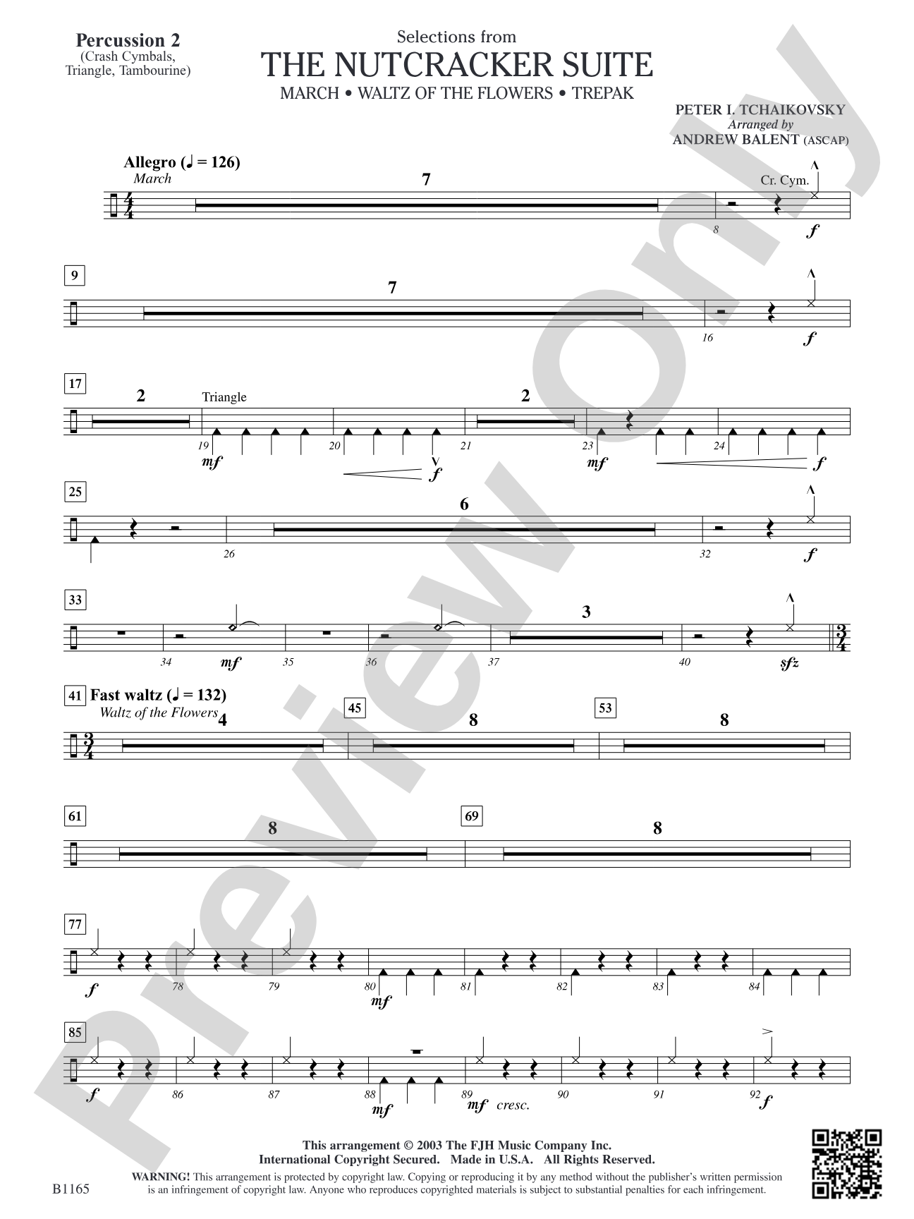 The Nutcracker Suite (Selections from): Percussion 2