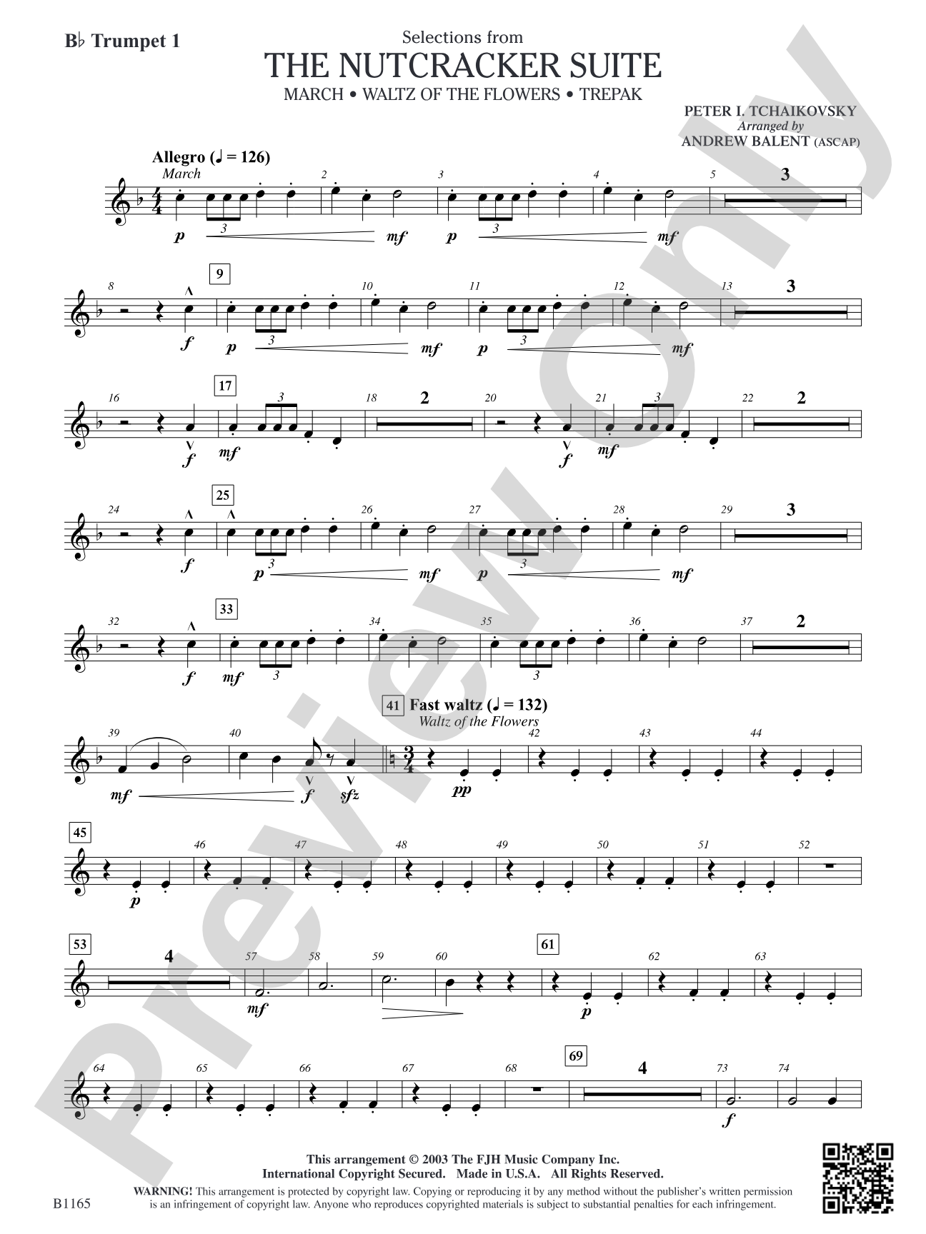 The Nutcracker Suite (Selections from): B-flat Trumpet 1