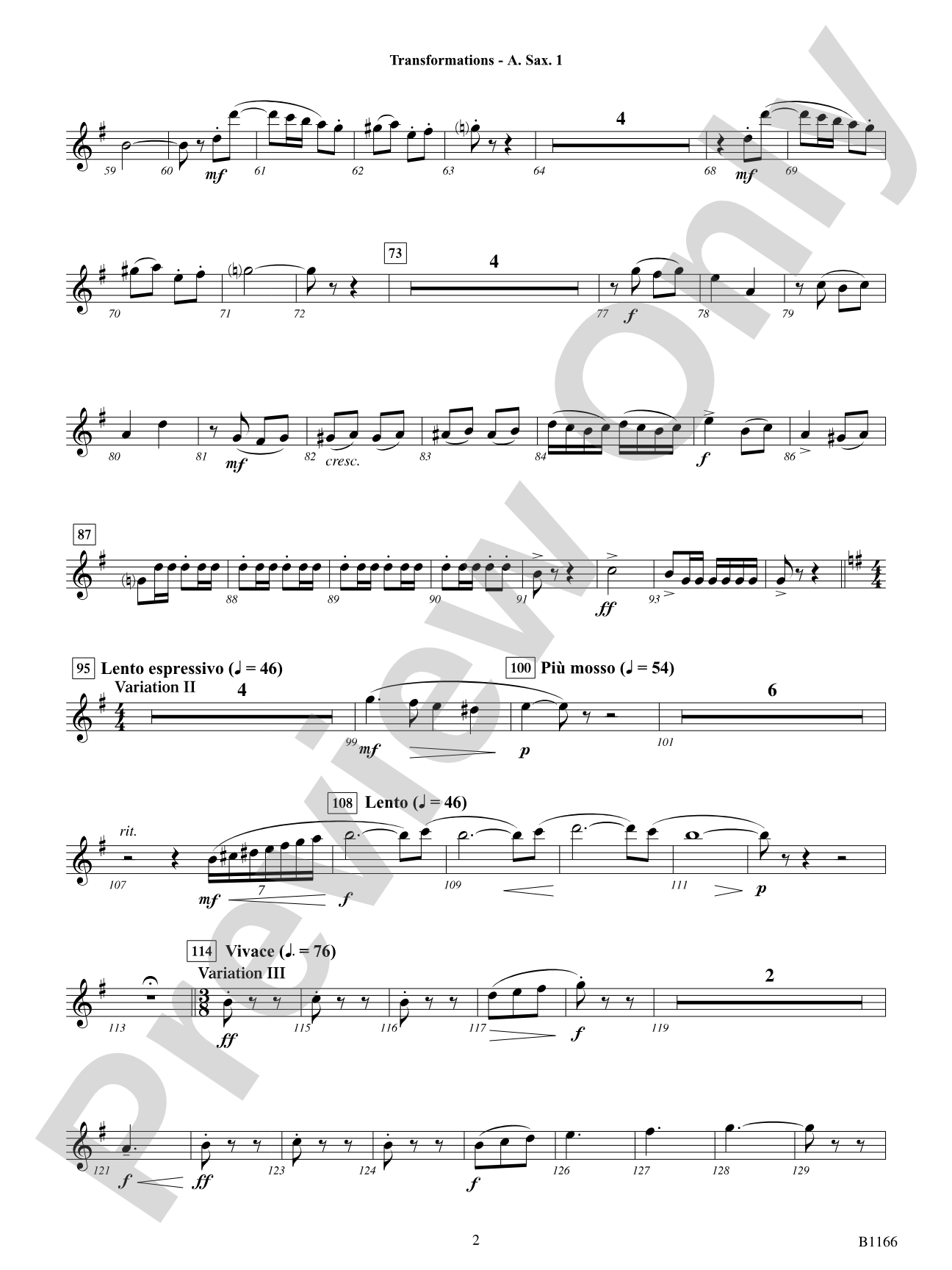 Transformations (DADE Variations): E-flat Alto Saxophone 1