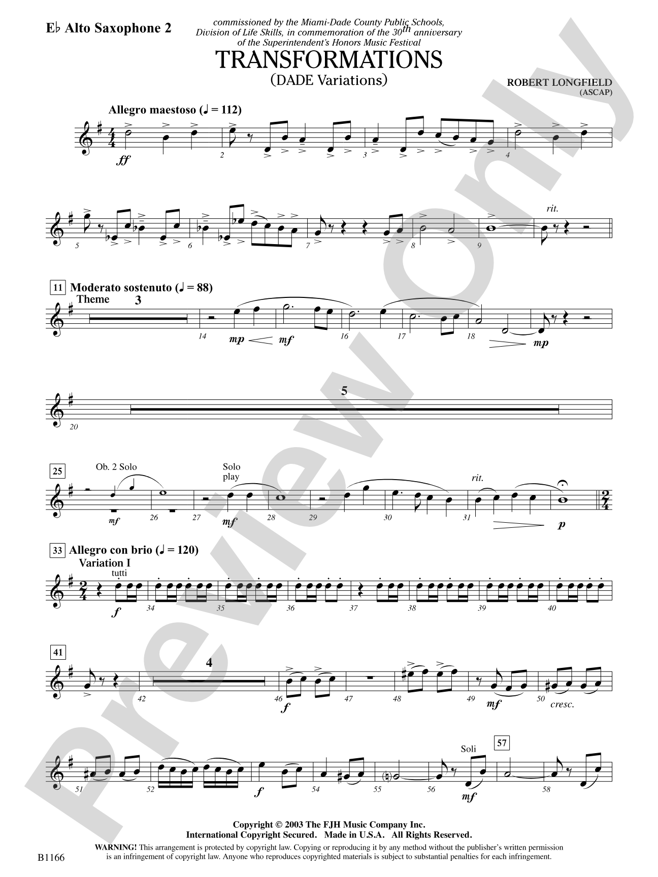 Transformations (DADE Variations): E-flat Alto Saxophone 2