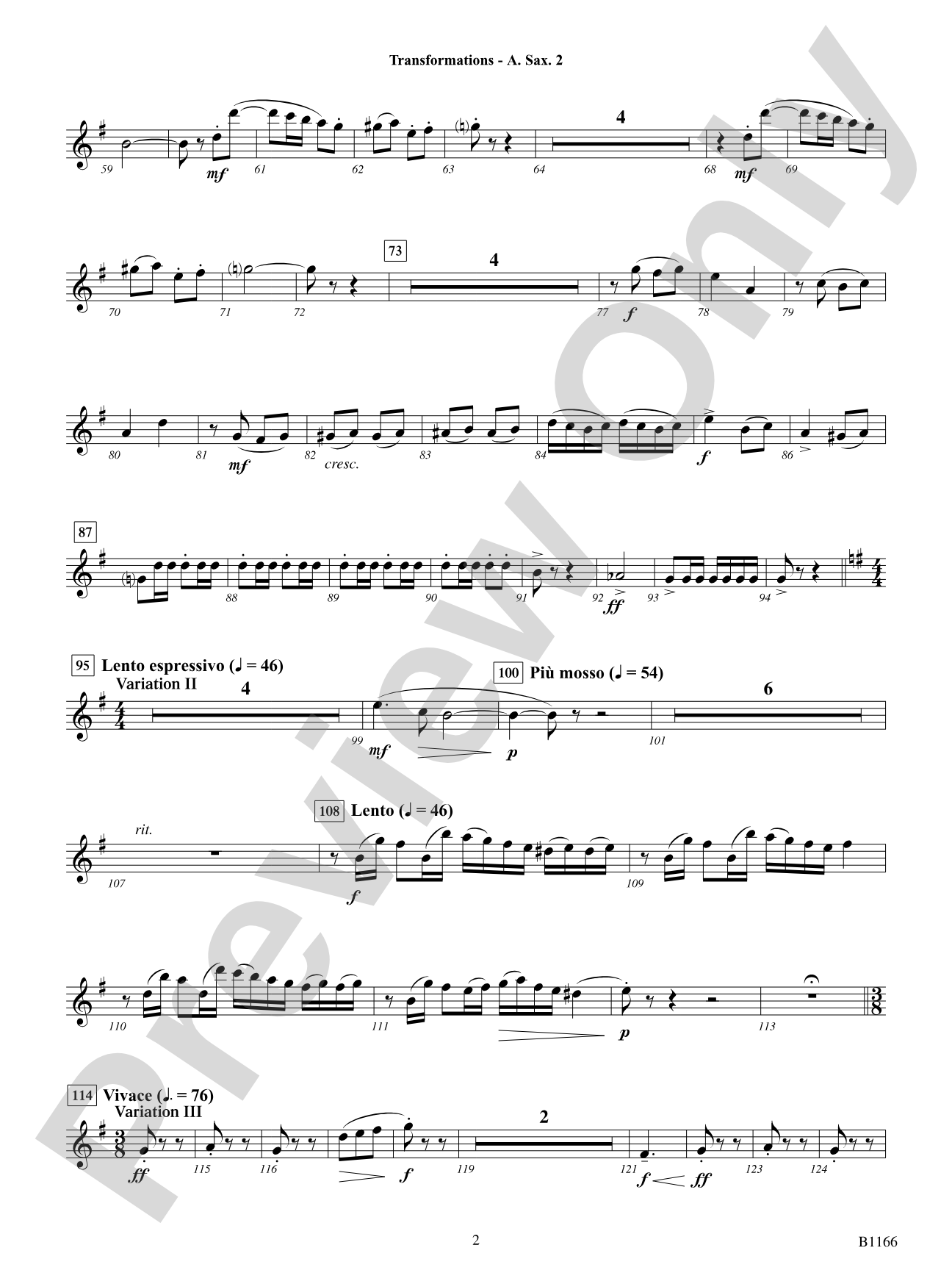 Transformations (DADE Variations): E-flat Alto Saxophone 2