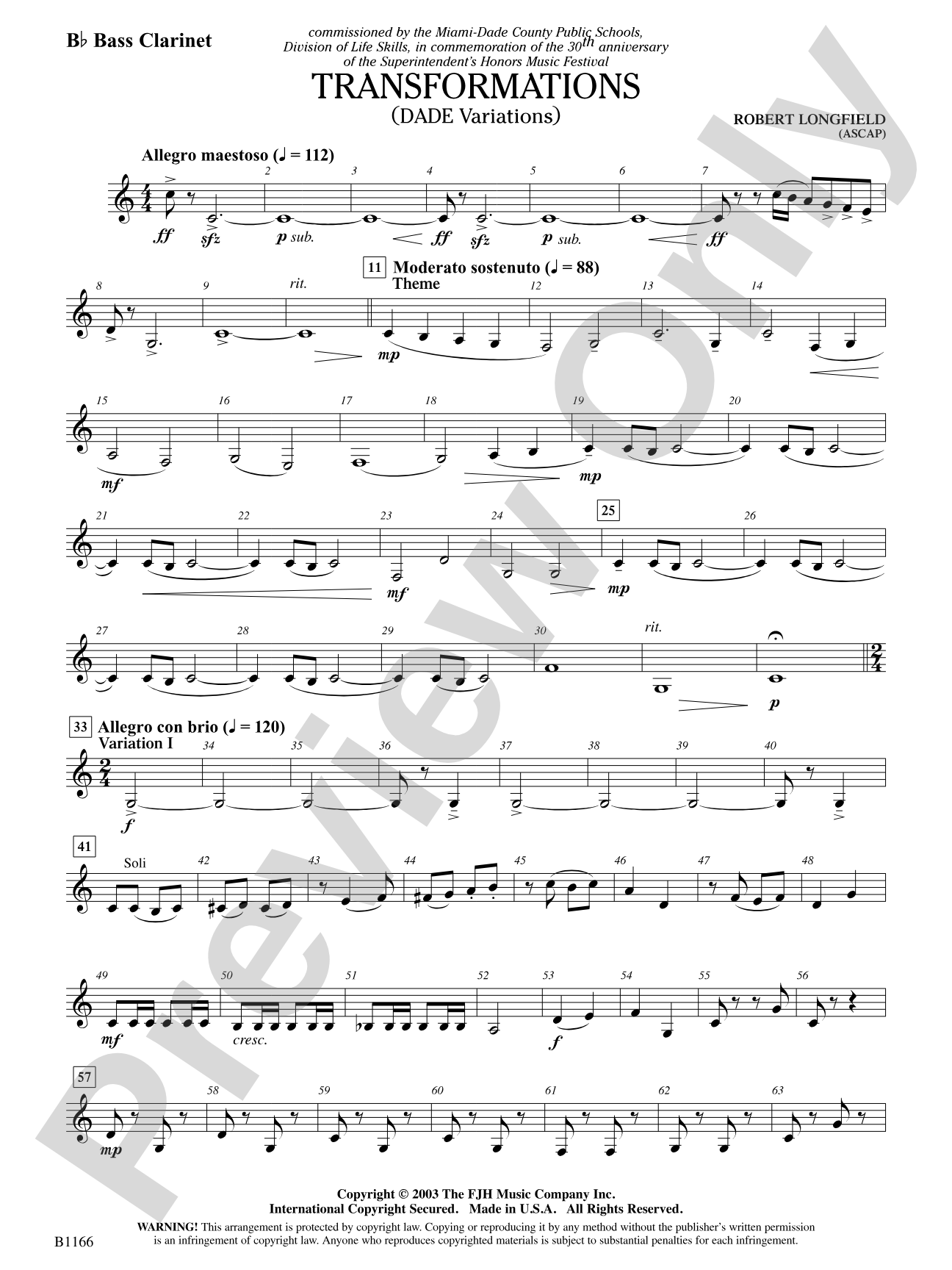 Transformations (DADE Variations): B-flat Bass Clarinet