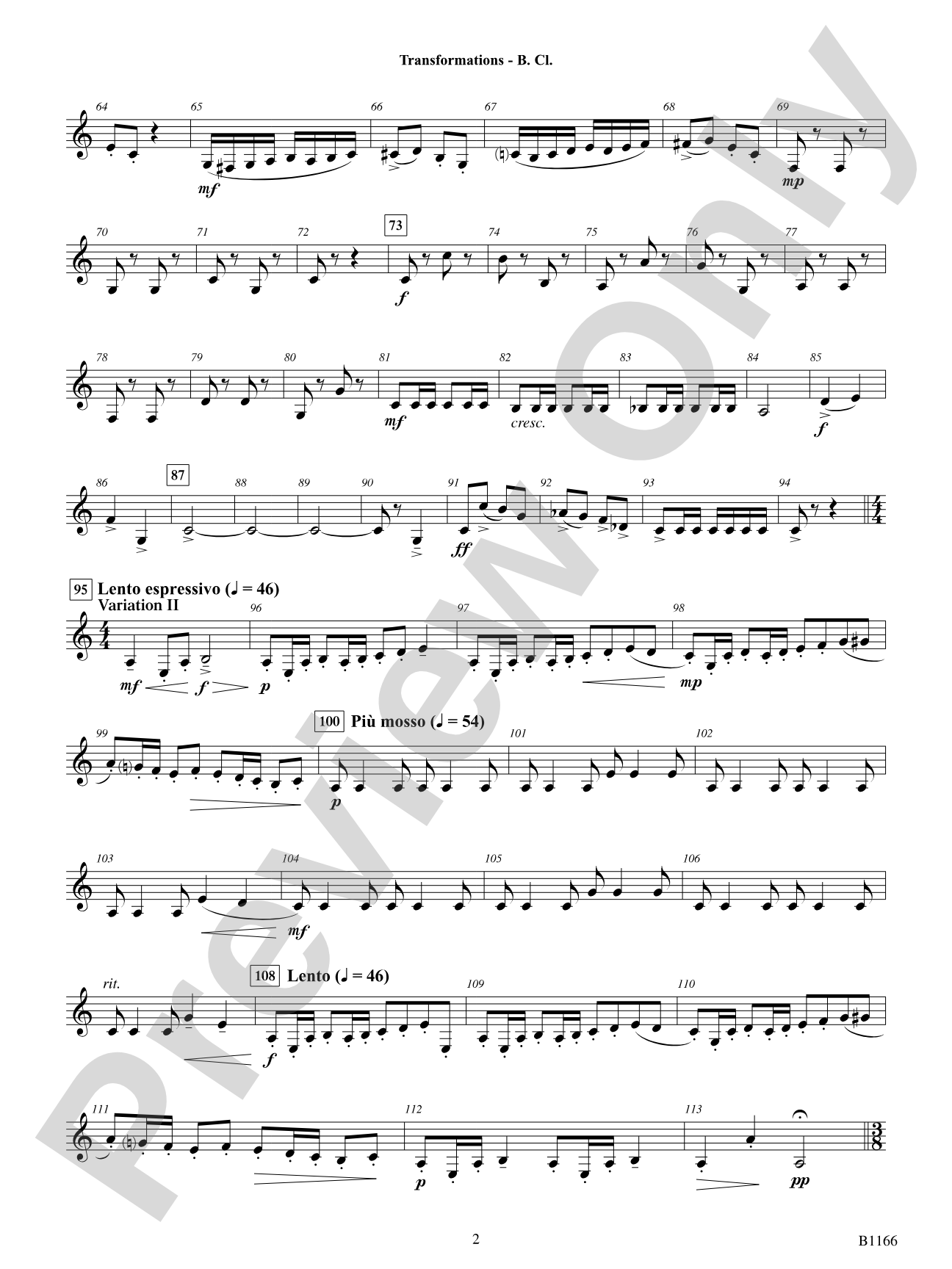 Transformations (DADE Variations): B-flat Bass Clarinet