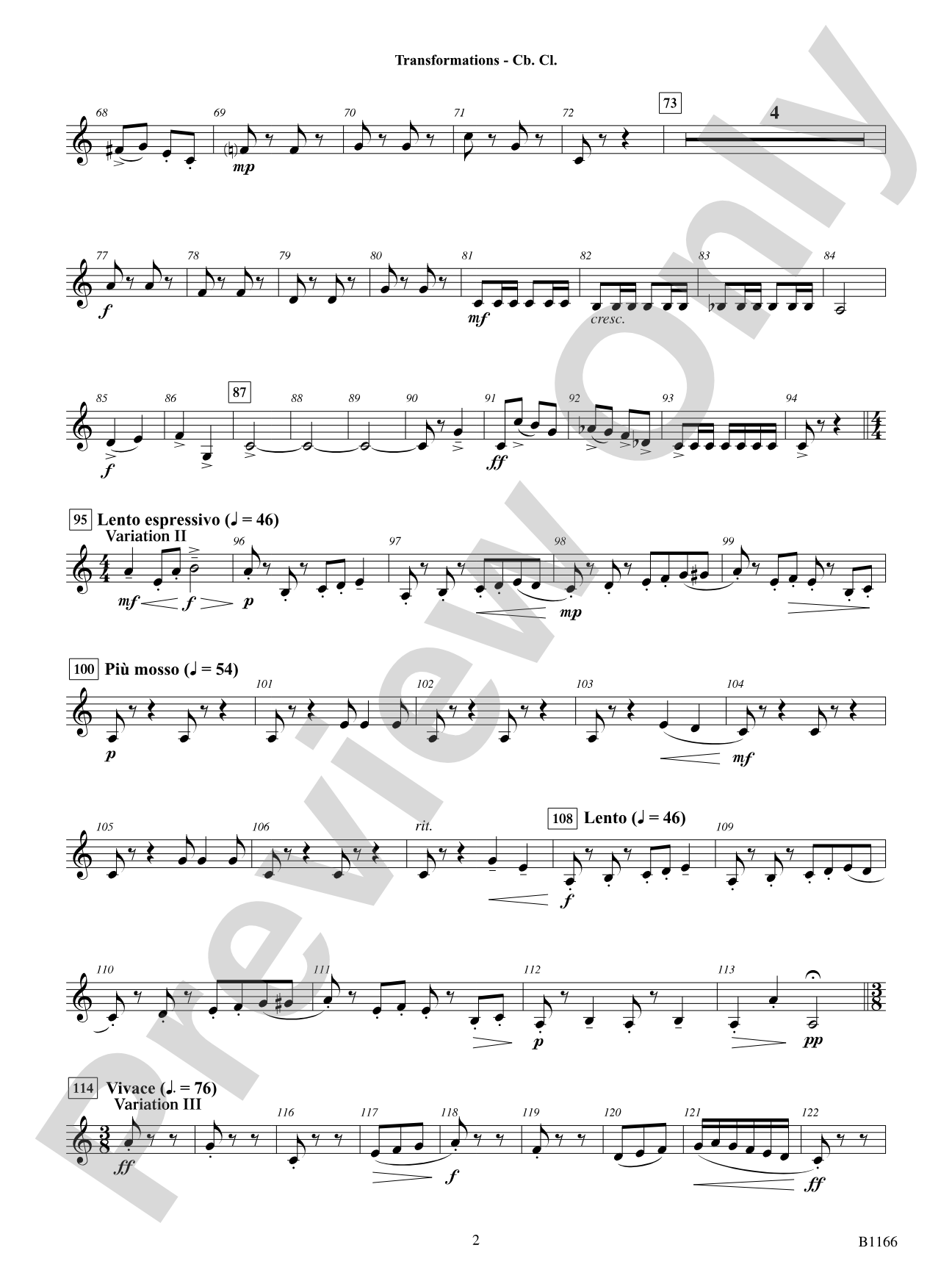Transformations (DADE Variations): B-flat Contrabass Clarinet