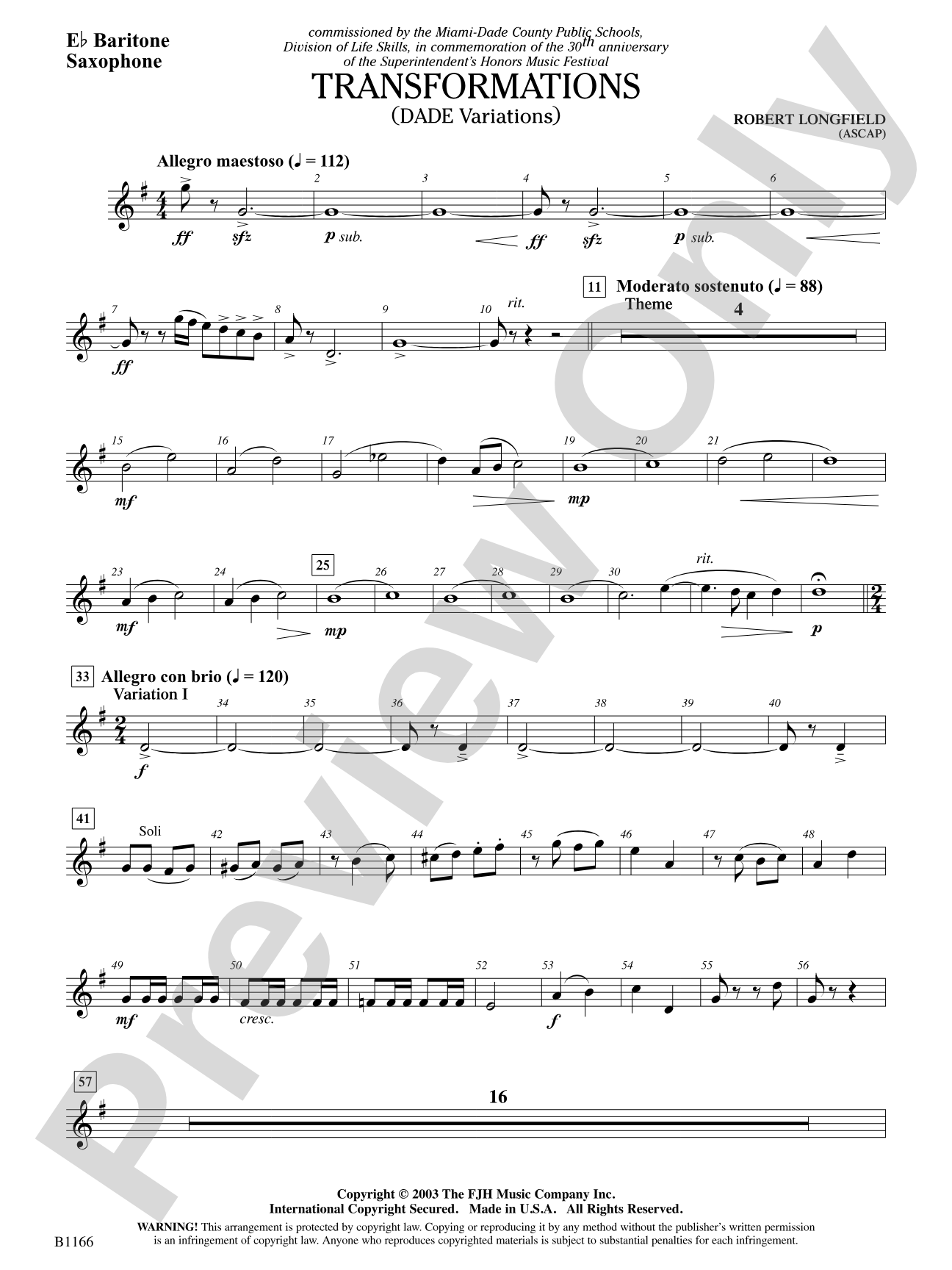 Transformations (DADE Variations): E-flat Baritone Saxophone
