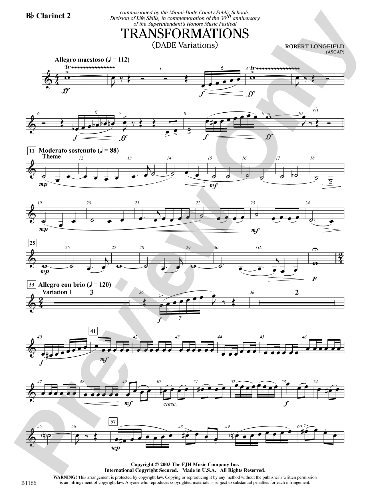 Transformations (DADE Variations): B-flat Clarinet 2