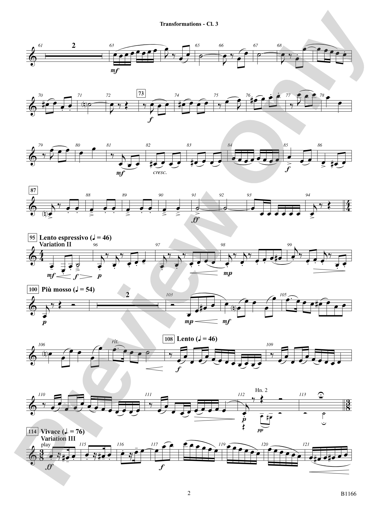 Transformations (DADE Variations): B-flat Clarinet 3