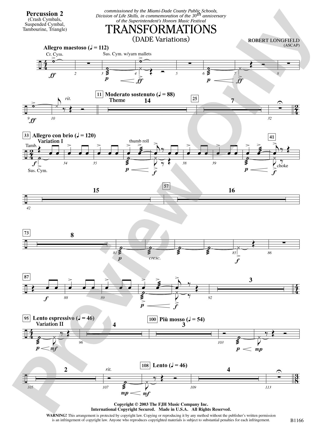 Transformations (DADE Variations): Percussion 2