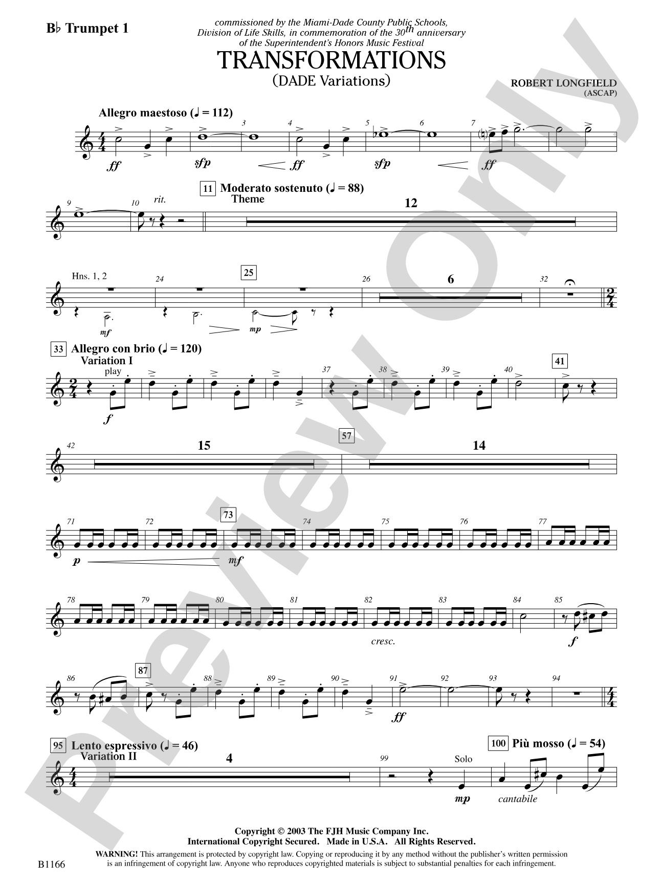 Transformations (DADE Variations): B-flat Trumpet 1