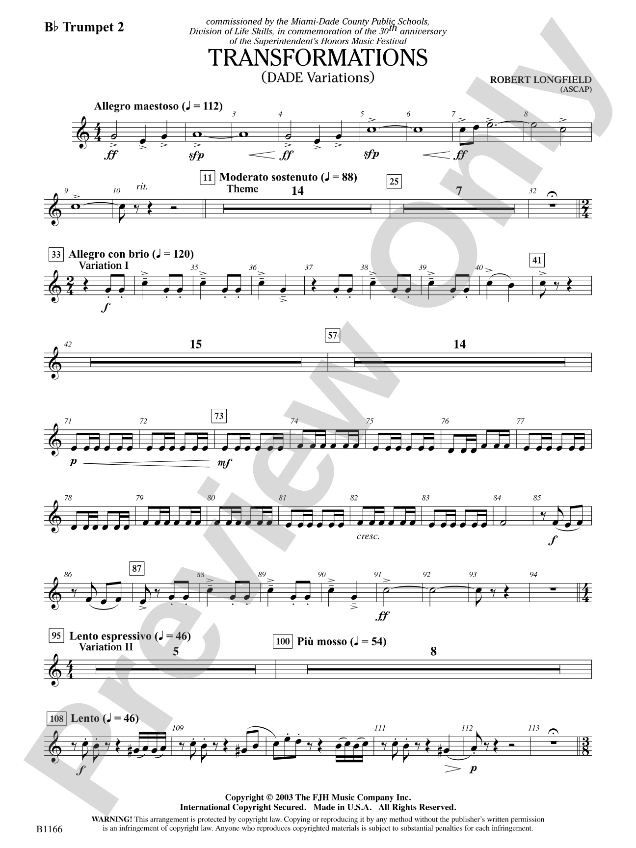 Transformations (DADE Variations): B-flat Trumpet 2