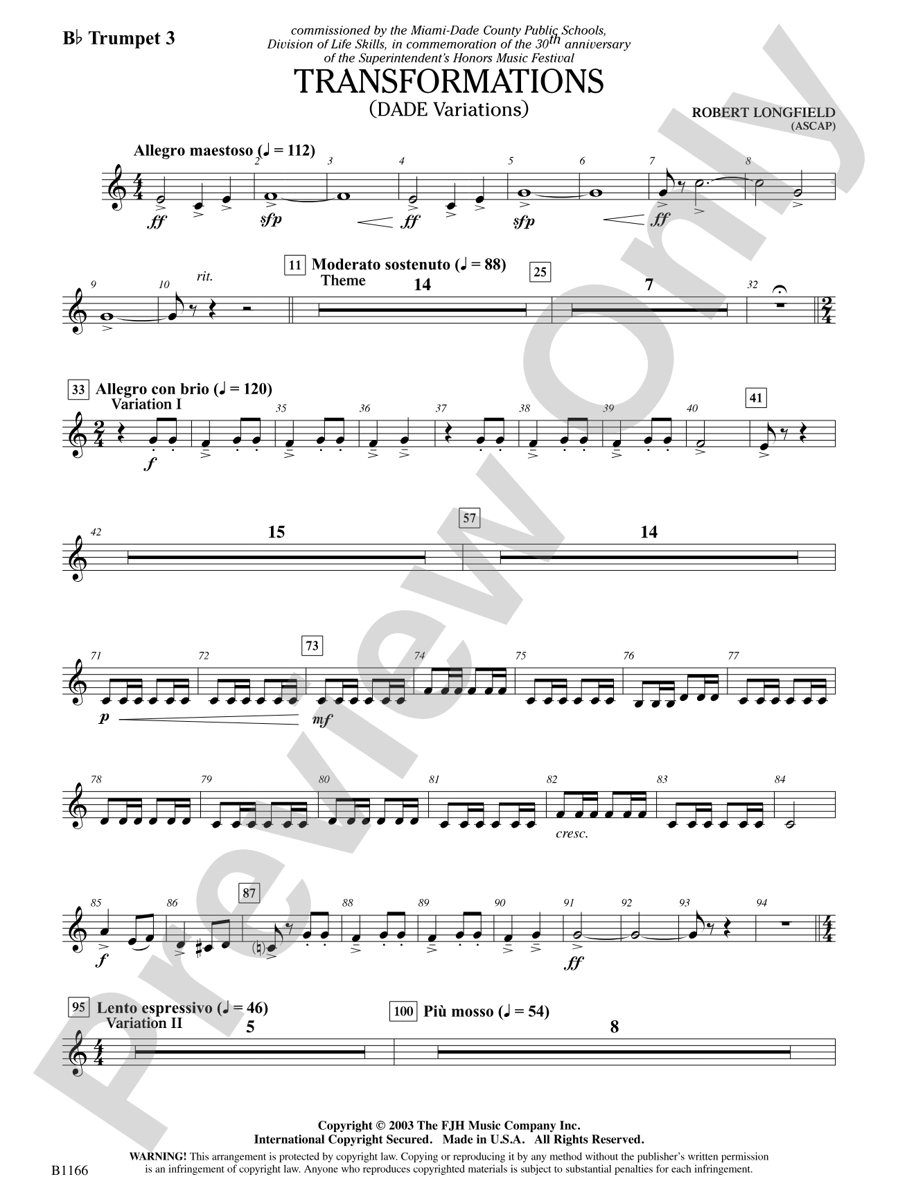 Transformations (DADE Variations): B-flat Trumpet 3