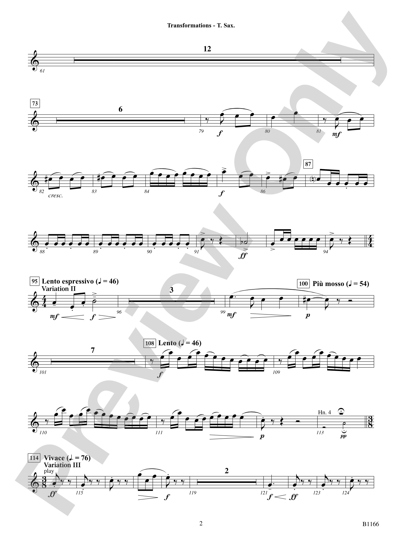 Transformations (DADE Variations): B-flat Tenor Saxophone