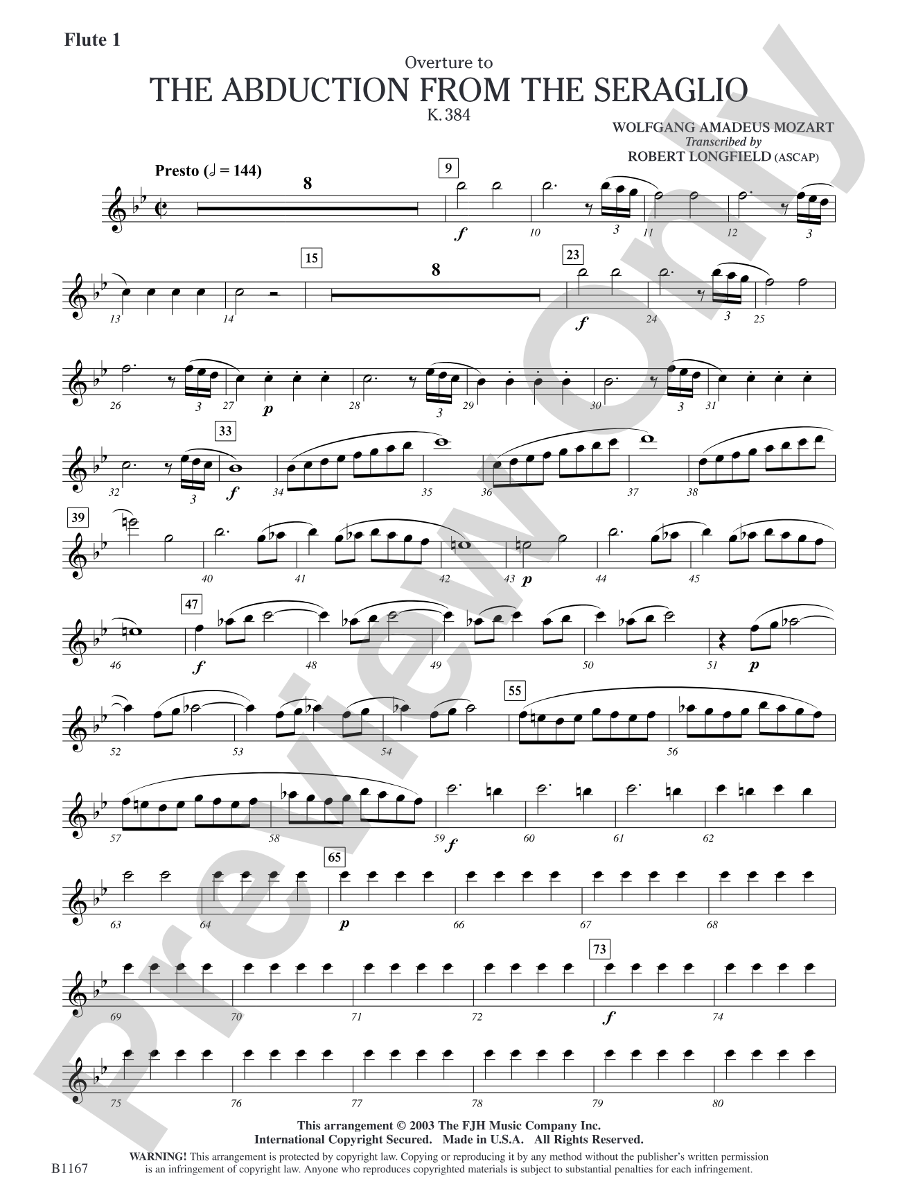 The Abduction from the Seraglio K. 384 (Overture): Flute 1