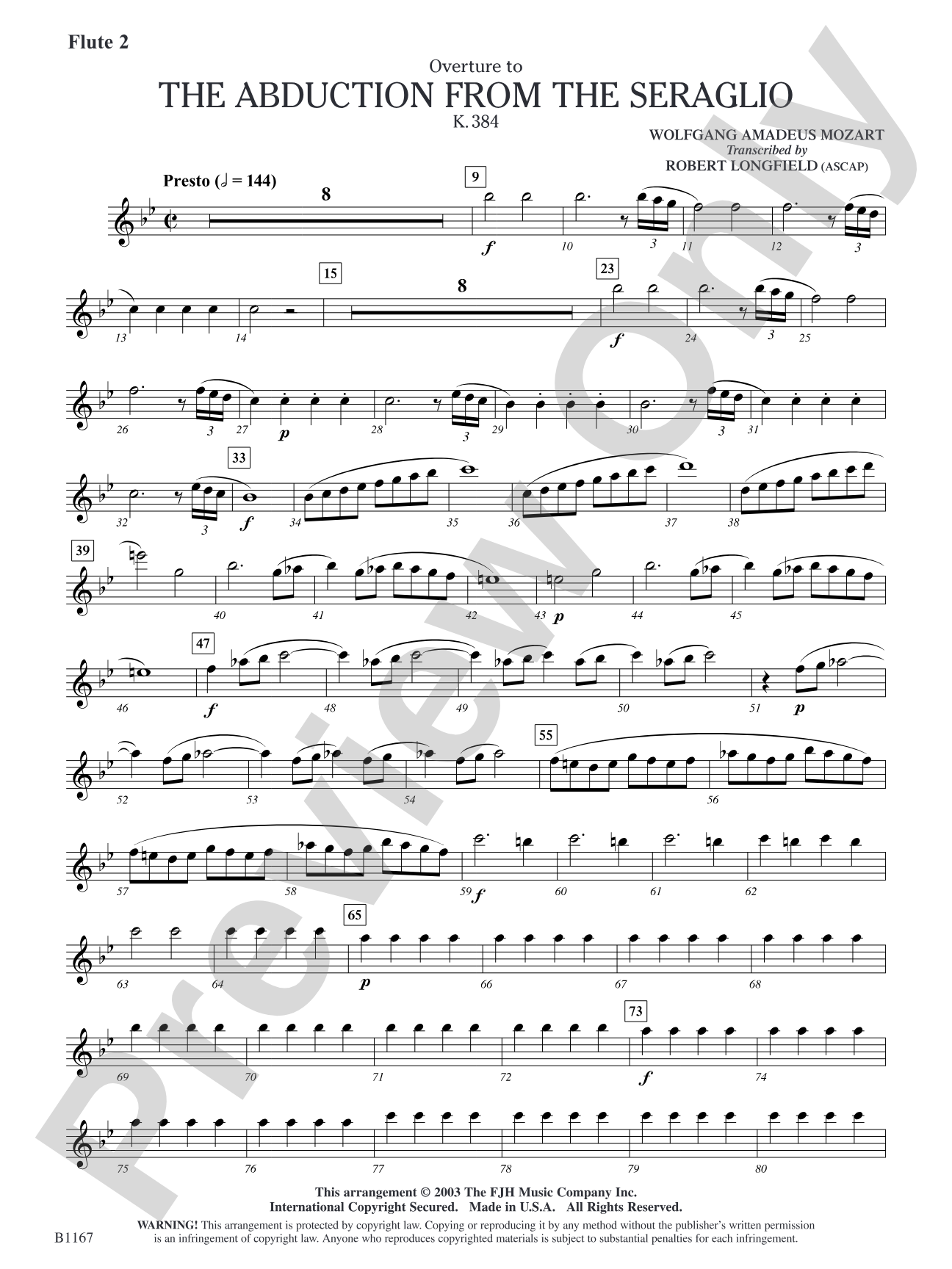 The Abduction from the Seraglio K. 384 (Overture): Flute 2