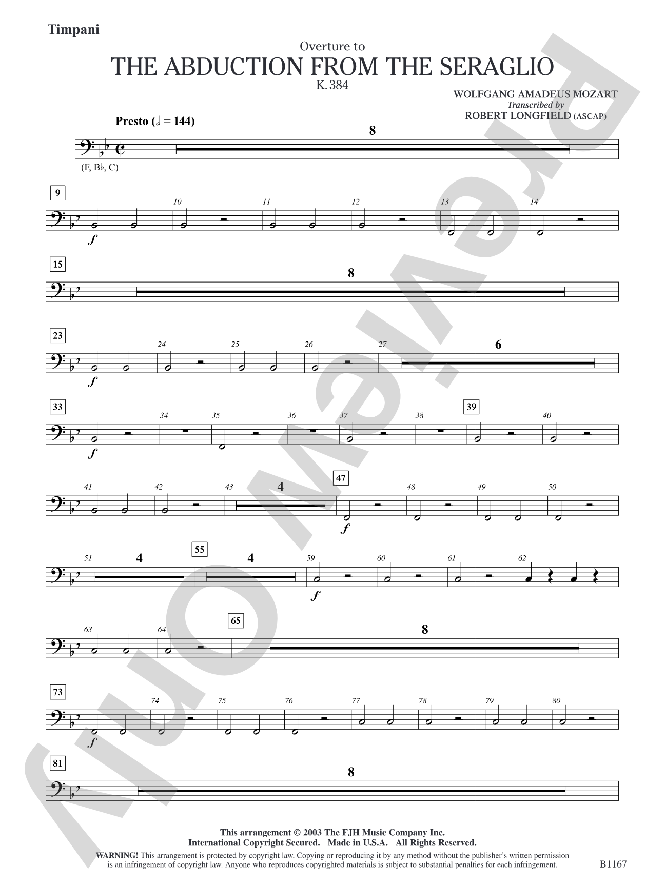 The Abduction from the Seraglio K. 384 (Overture): Timpani