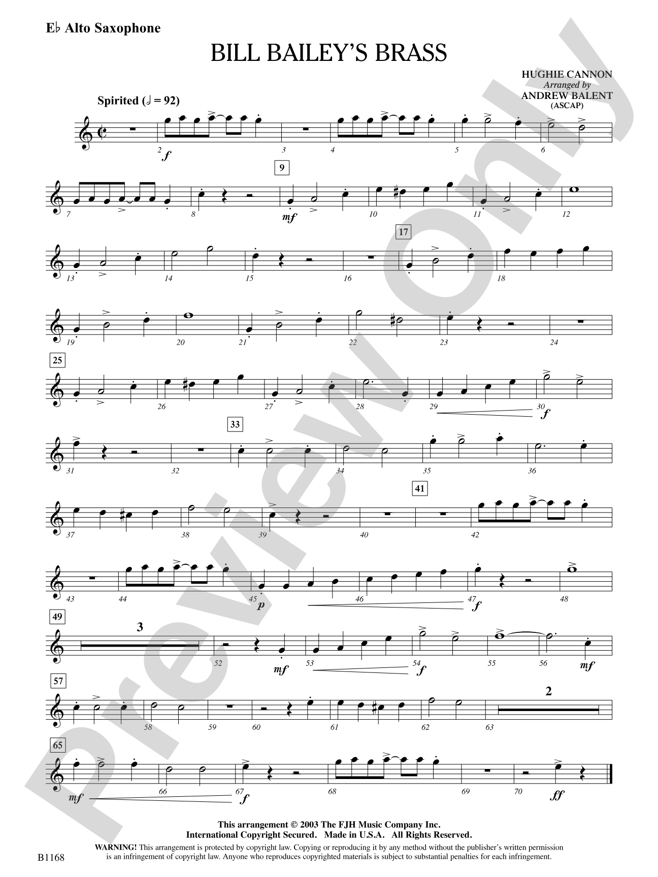 Bill Bailey's Brass: E-flat Alto Saxophone