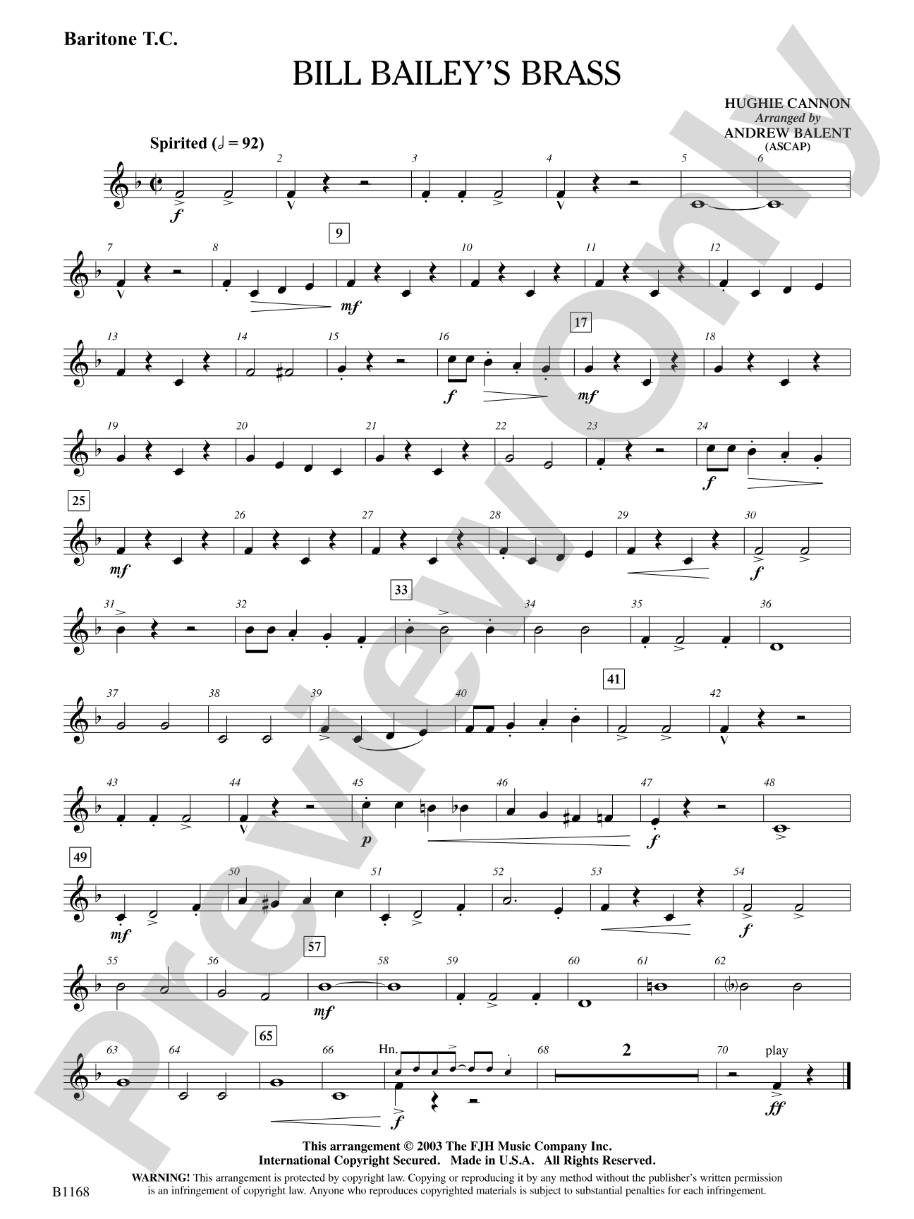Bill Bailey's Brass: Baritone T.C.