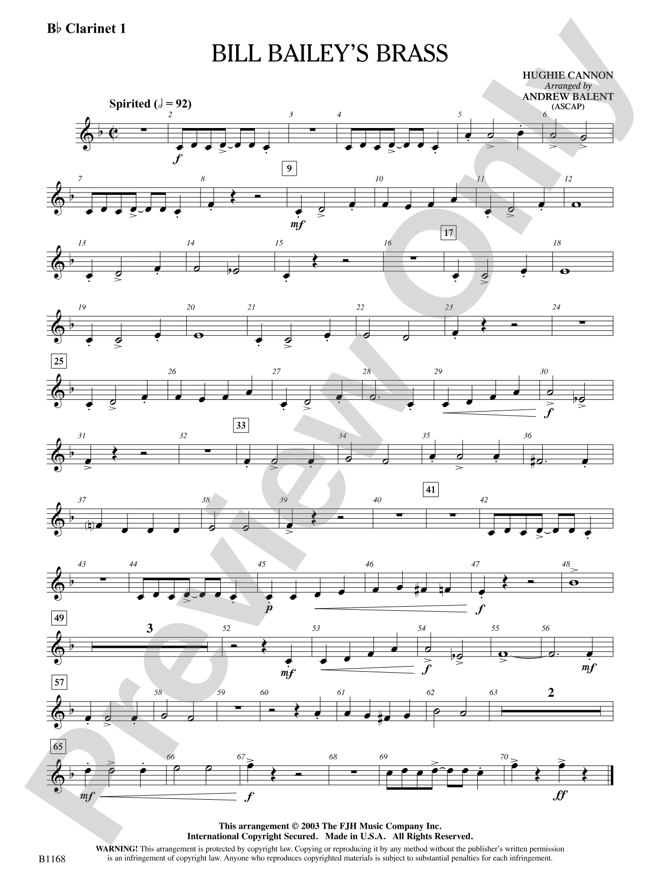 Bill Bailey's Brass: B-flat Clarinet 1