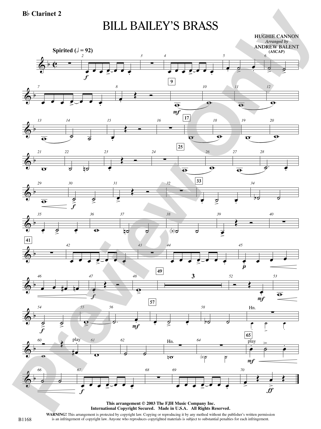 Bill Bailey's Brass: B-flat Clarinet 2