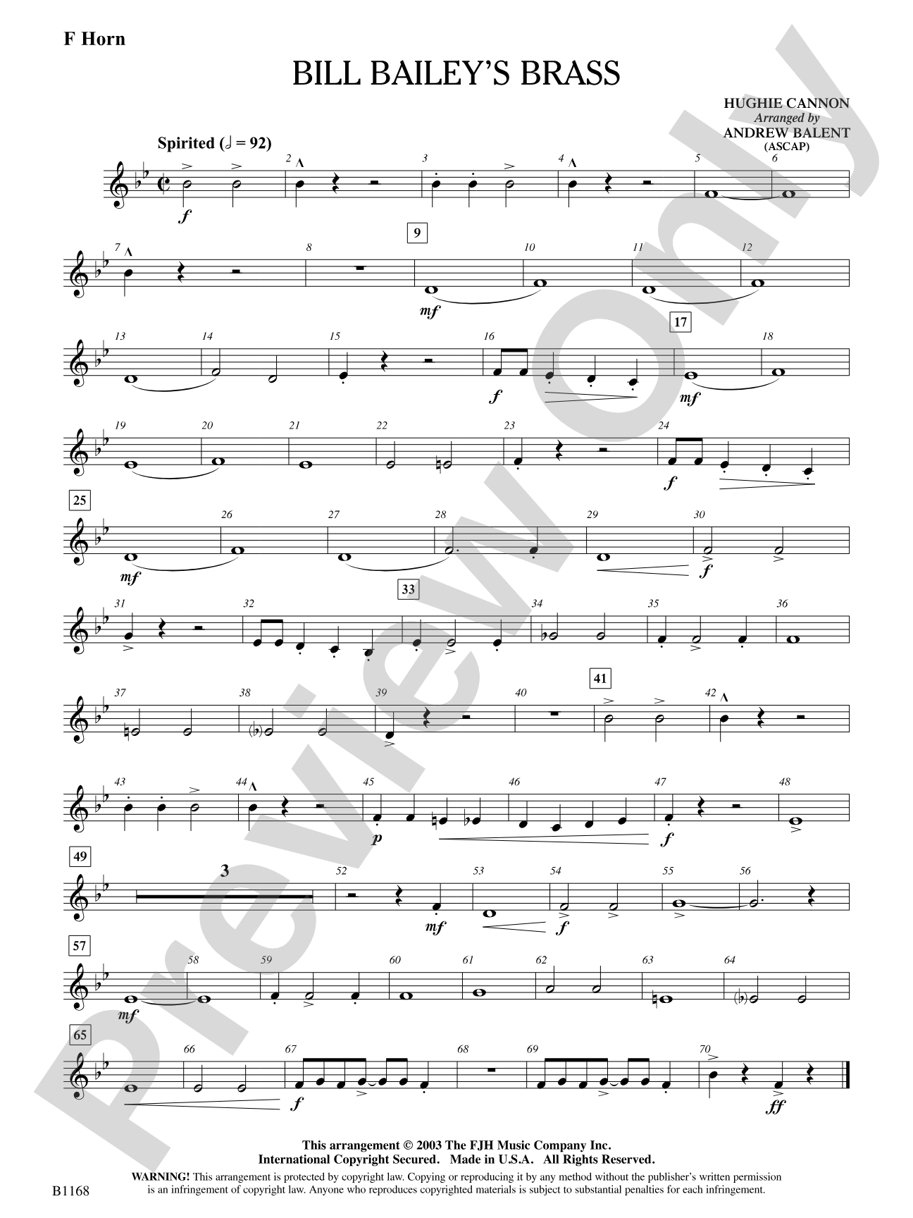 Bill Bailey's Brass: F Horn