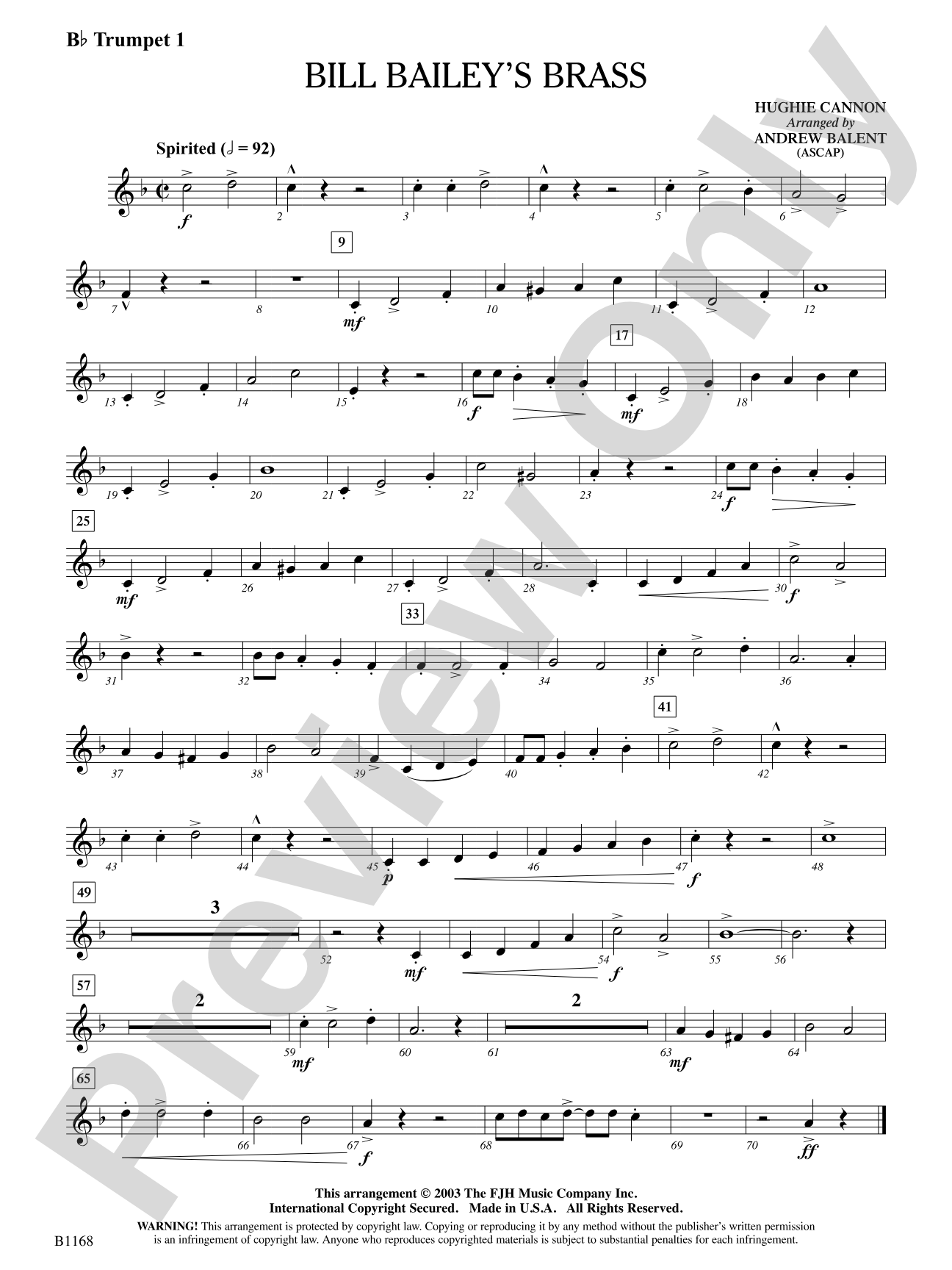 Bill Bailey's Brass: B-flat Trumpet 1