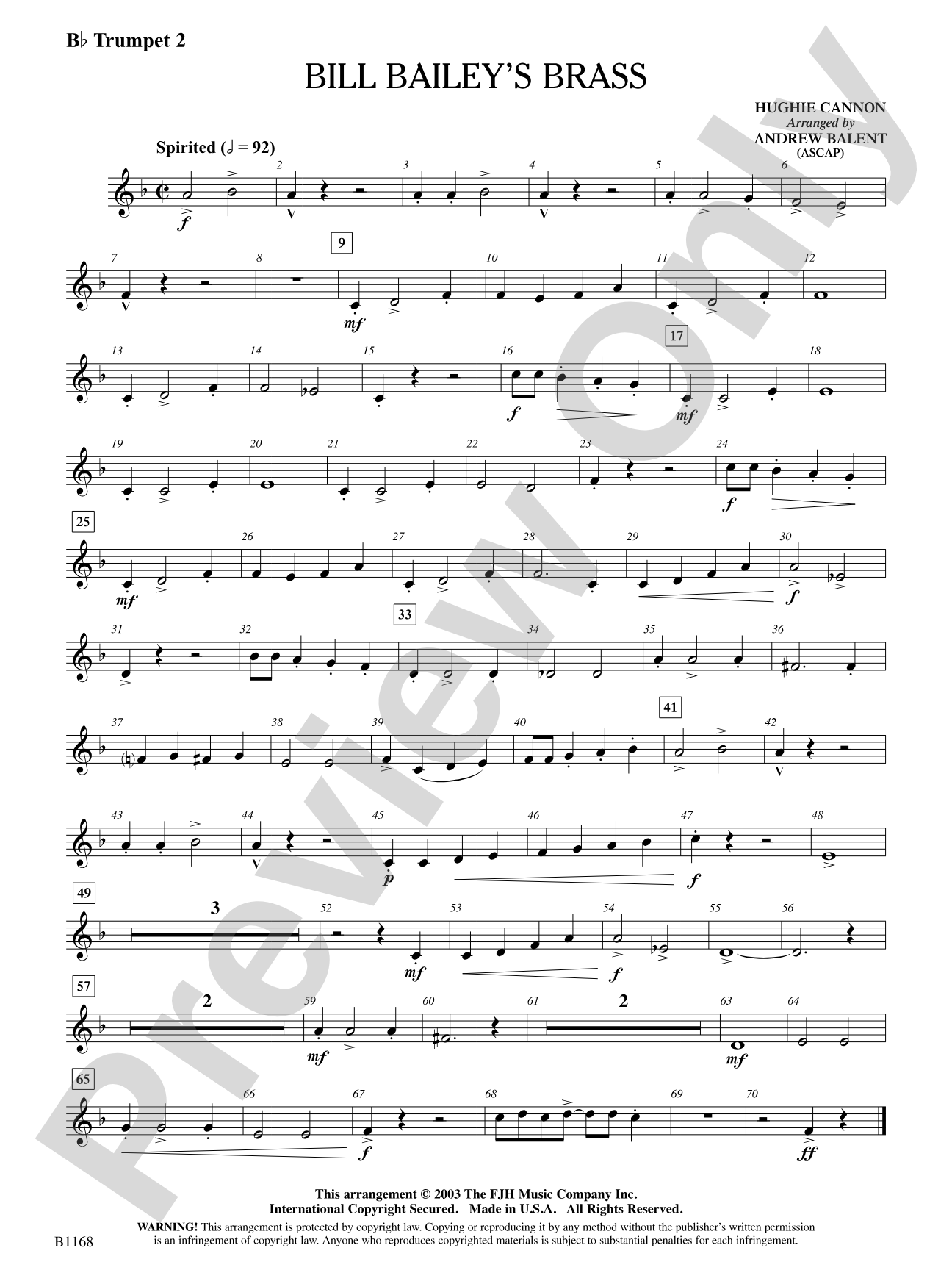 Bill Bailey's Brass: B-flat Trumpet 2