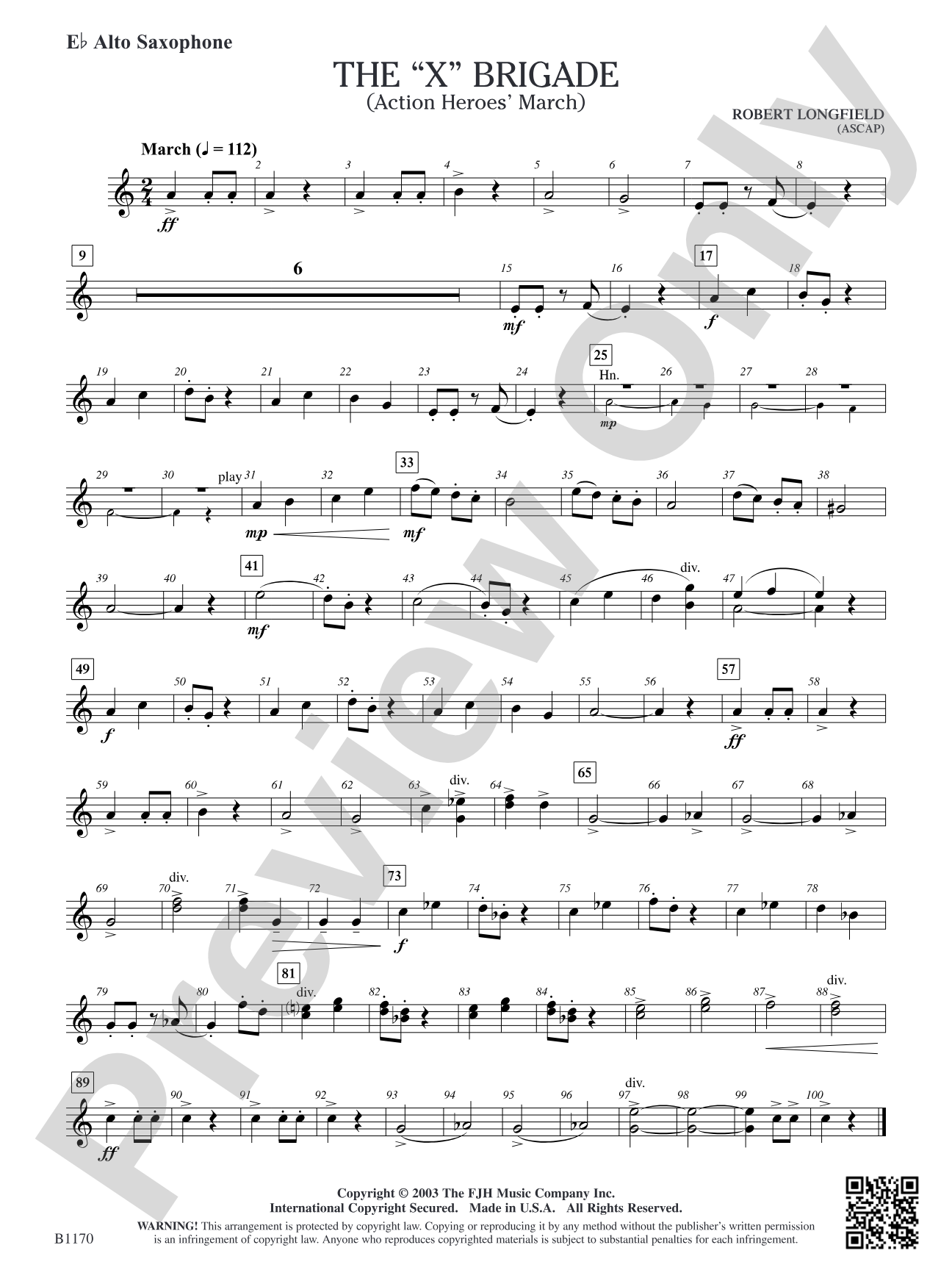 The X Brigade (Action Heroes' March): E-flat Alto Saxophone