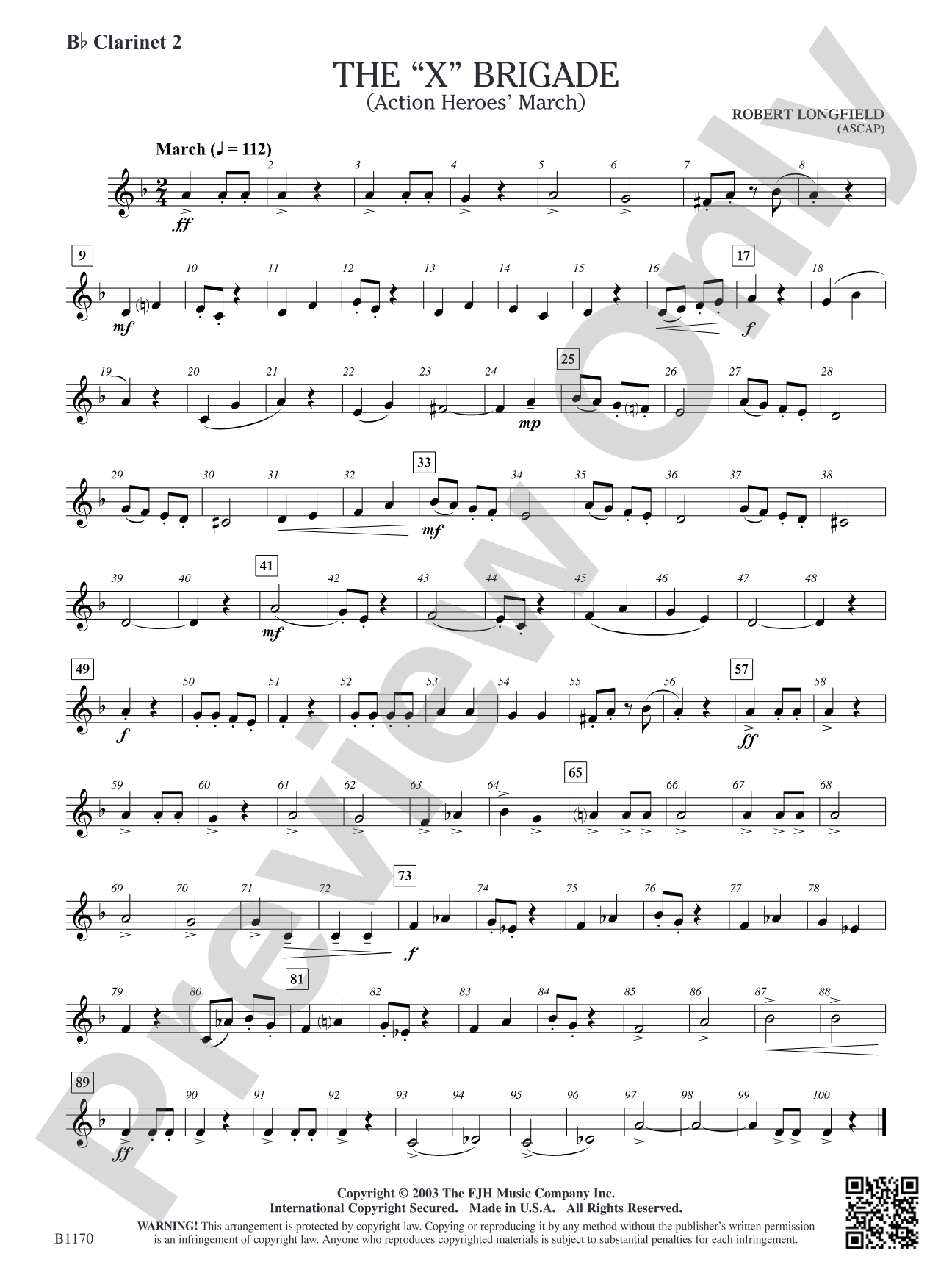 The X Brigade (Action Heroes' March): B-flat Clarinet 2