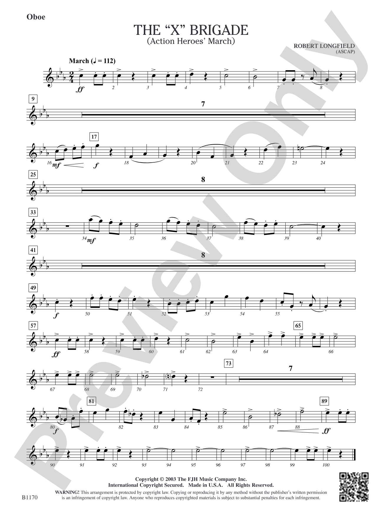 The X Brigade (Action Heroes' March): Oboe